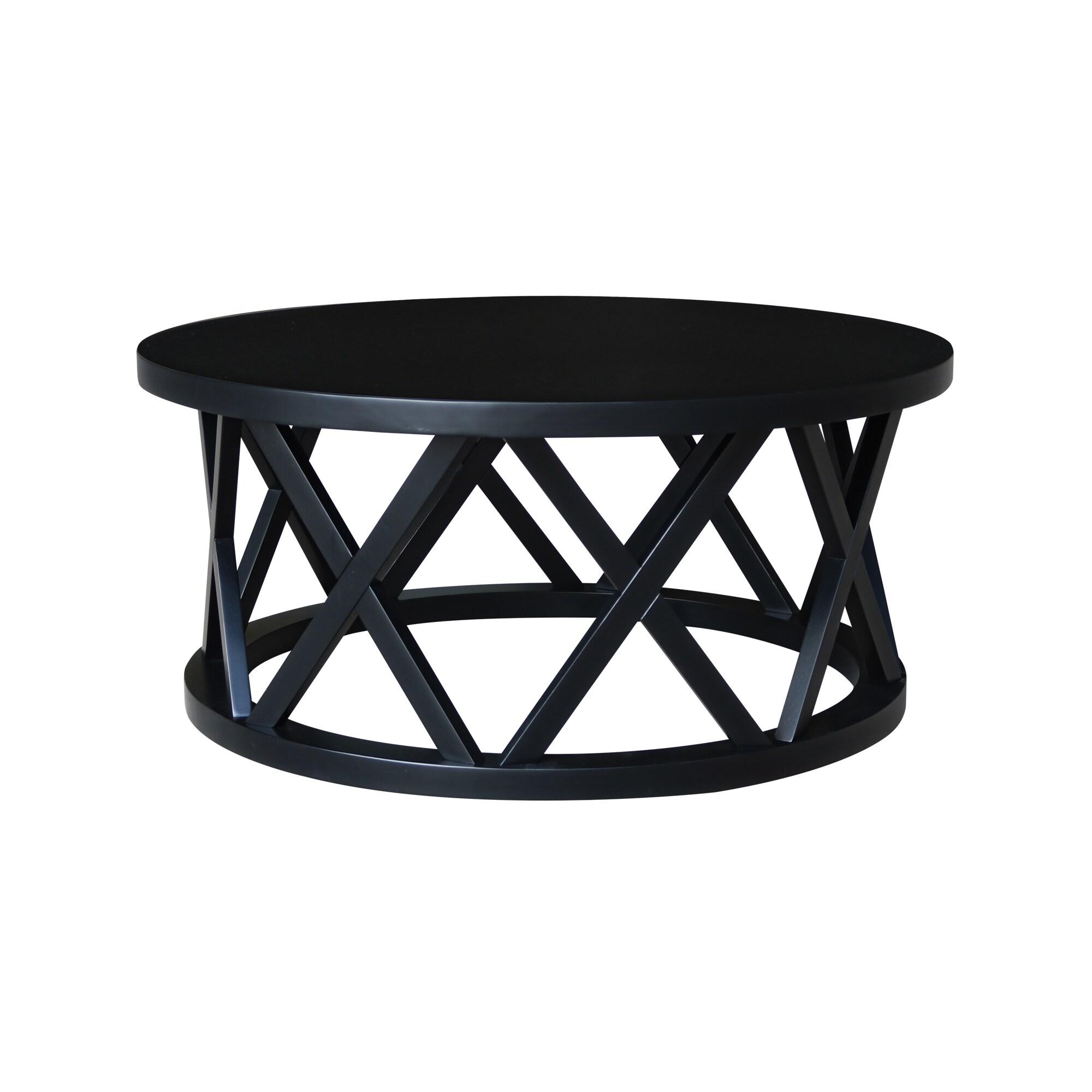 40" Ceylon Round Coffee Table Black - International Concepts: Hardwood Frame, Spot Clean, 18" Height