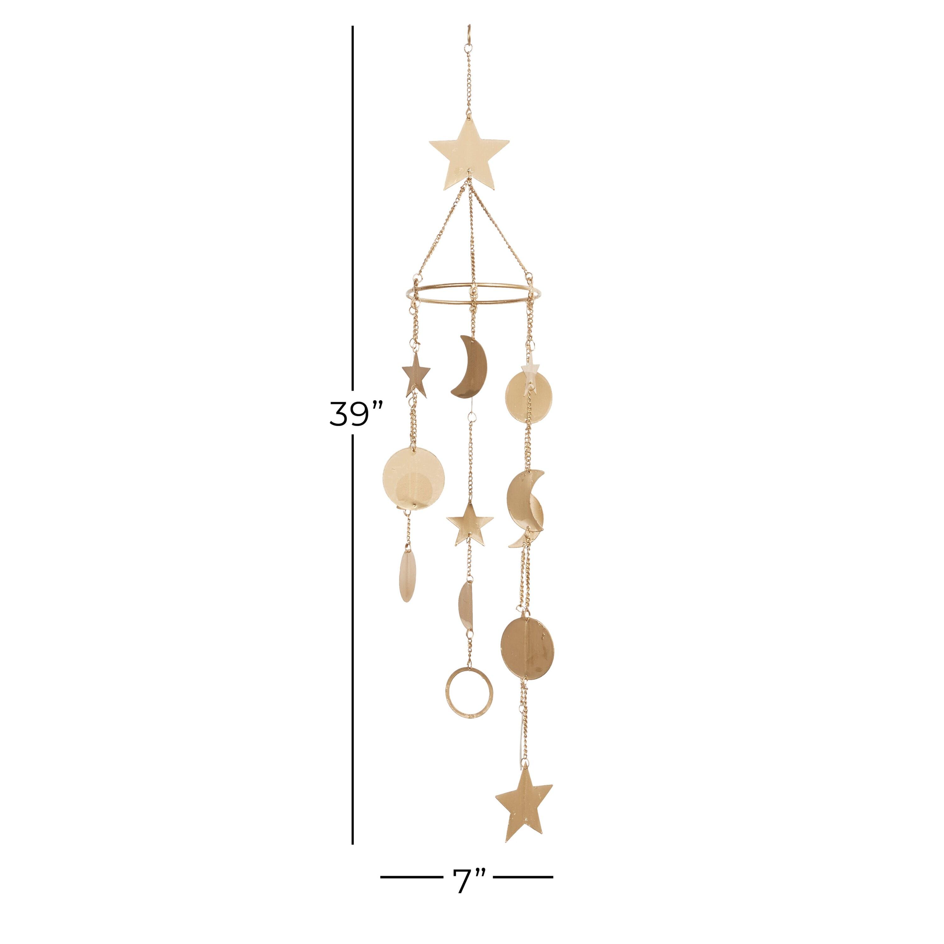 DecMode 39" Gold Metal Moon and Star Windchime