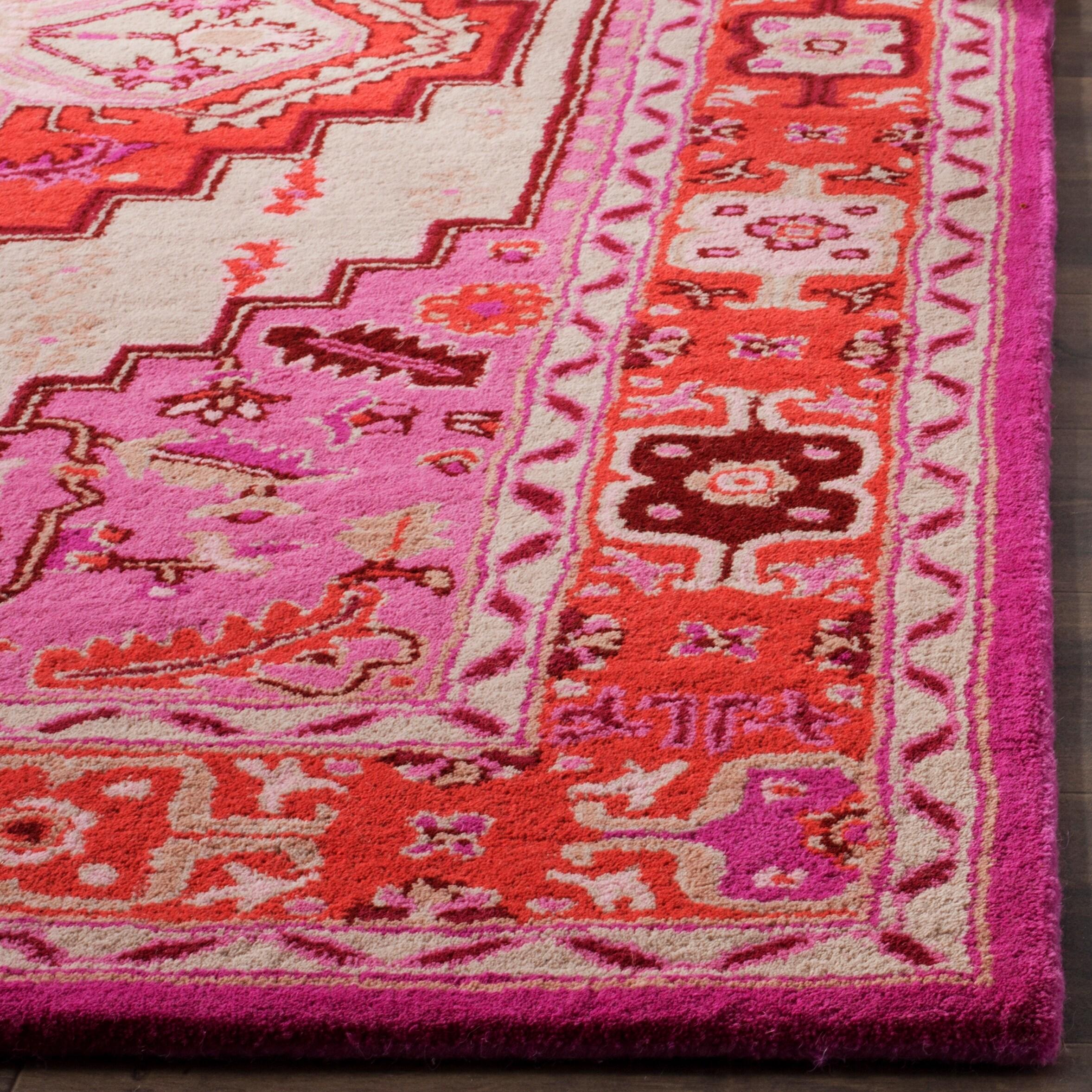 Bellagio BLG545 Hand Tufted Area Rug - Red Pink/Ivory - 5'x8' - Safavieh.