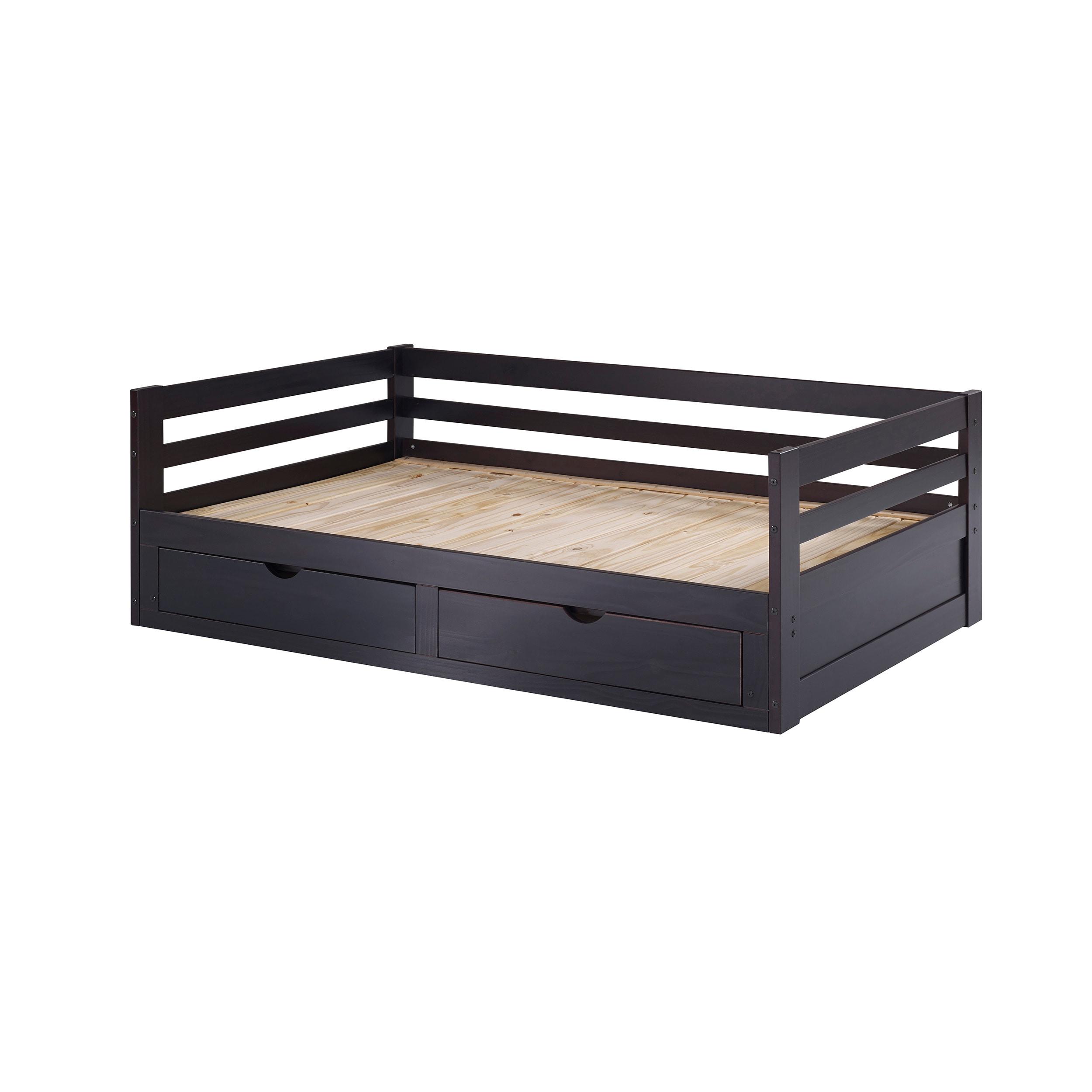 Alaterre Furniture Jasper Twin to King Extending Day Bed with Storage Drawers, Espresso