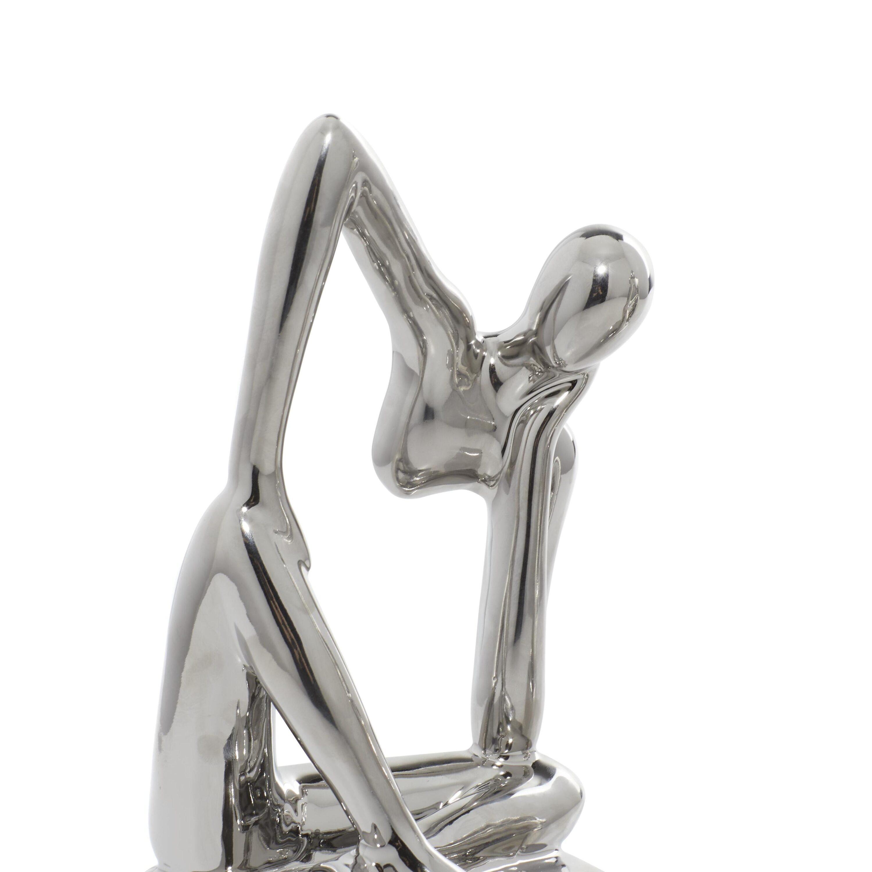CosmoLiving by Cosmopolitan Porcelain Ceramic Sitting Thinker People Decorative Sculpture Set