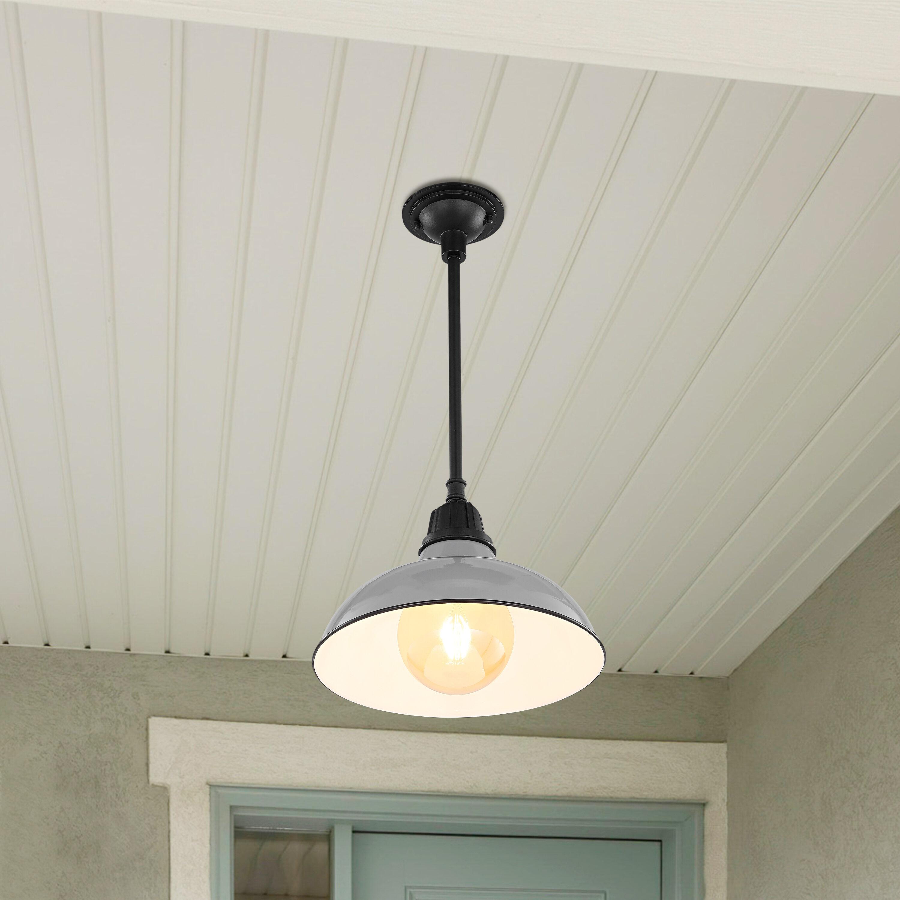 Jasper 12.25" 1-Light Farmhouse Industrial Indoor/Outdoor Iron LED Pendant, Gray