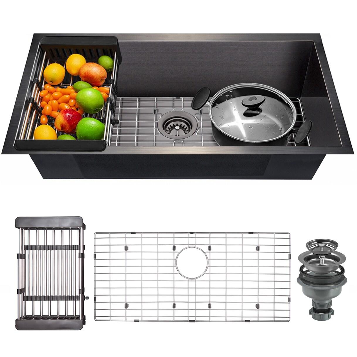 Undermount 32-in x 18-in Gunmetal Matte Black Stainless Steel Single Bowl Kitchen Sink