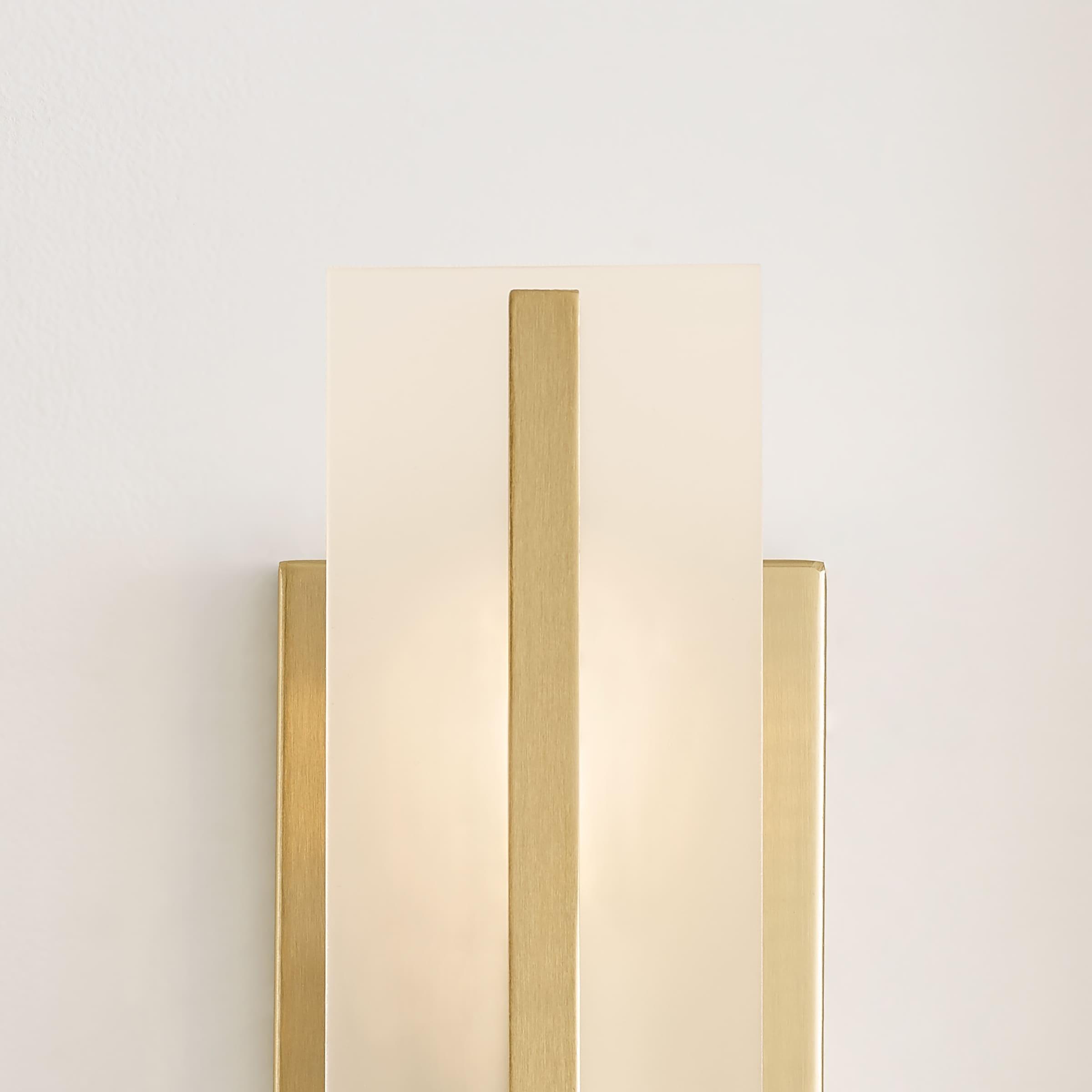 Satin Brass One-Light Vanity Sconce with Etched Glass