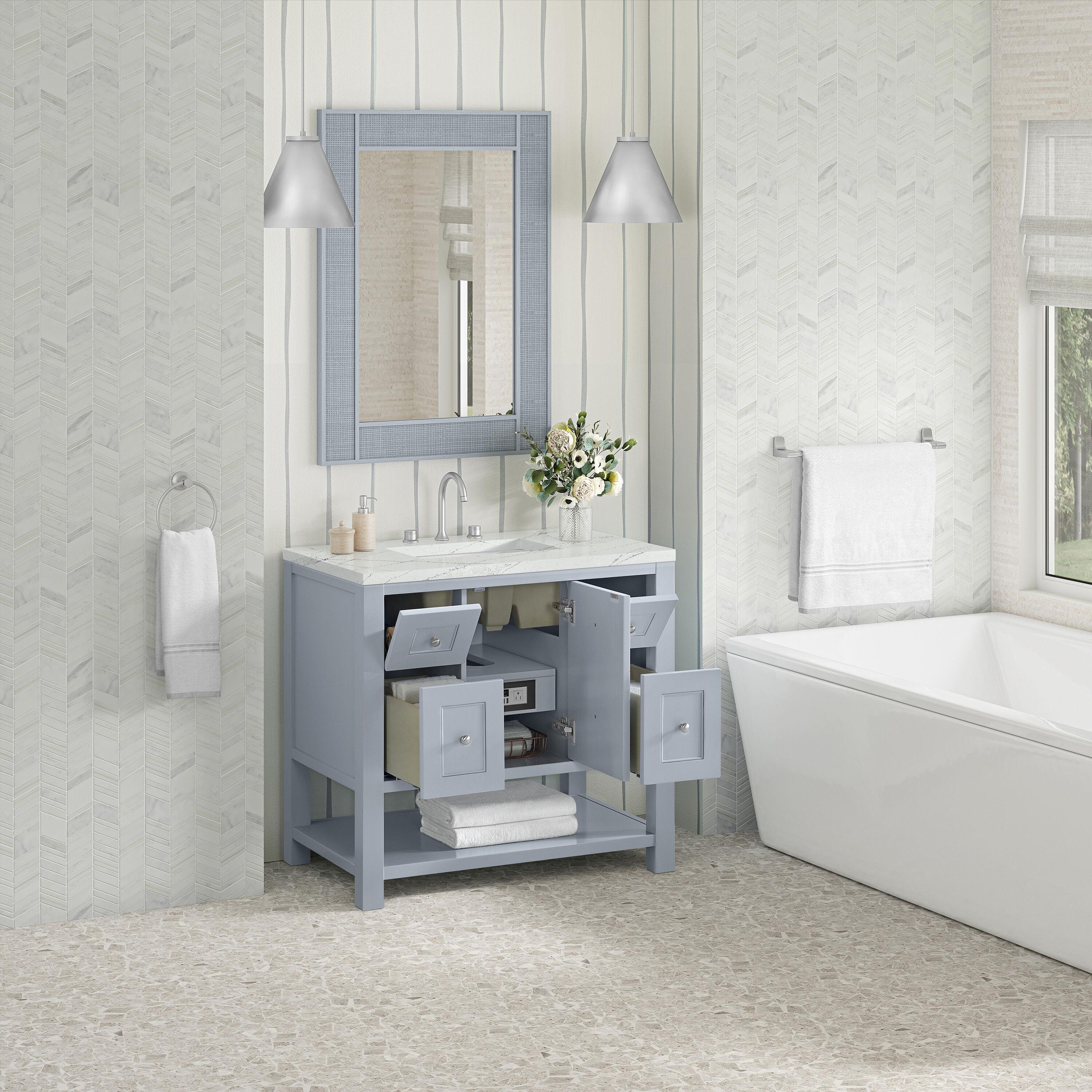 James Martin Vanities 330-V36-SRB-3LDL 36 in. Breckenridge Single Vanity with 3 cm Lime Delight Quartz Top, Serenity Blue