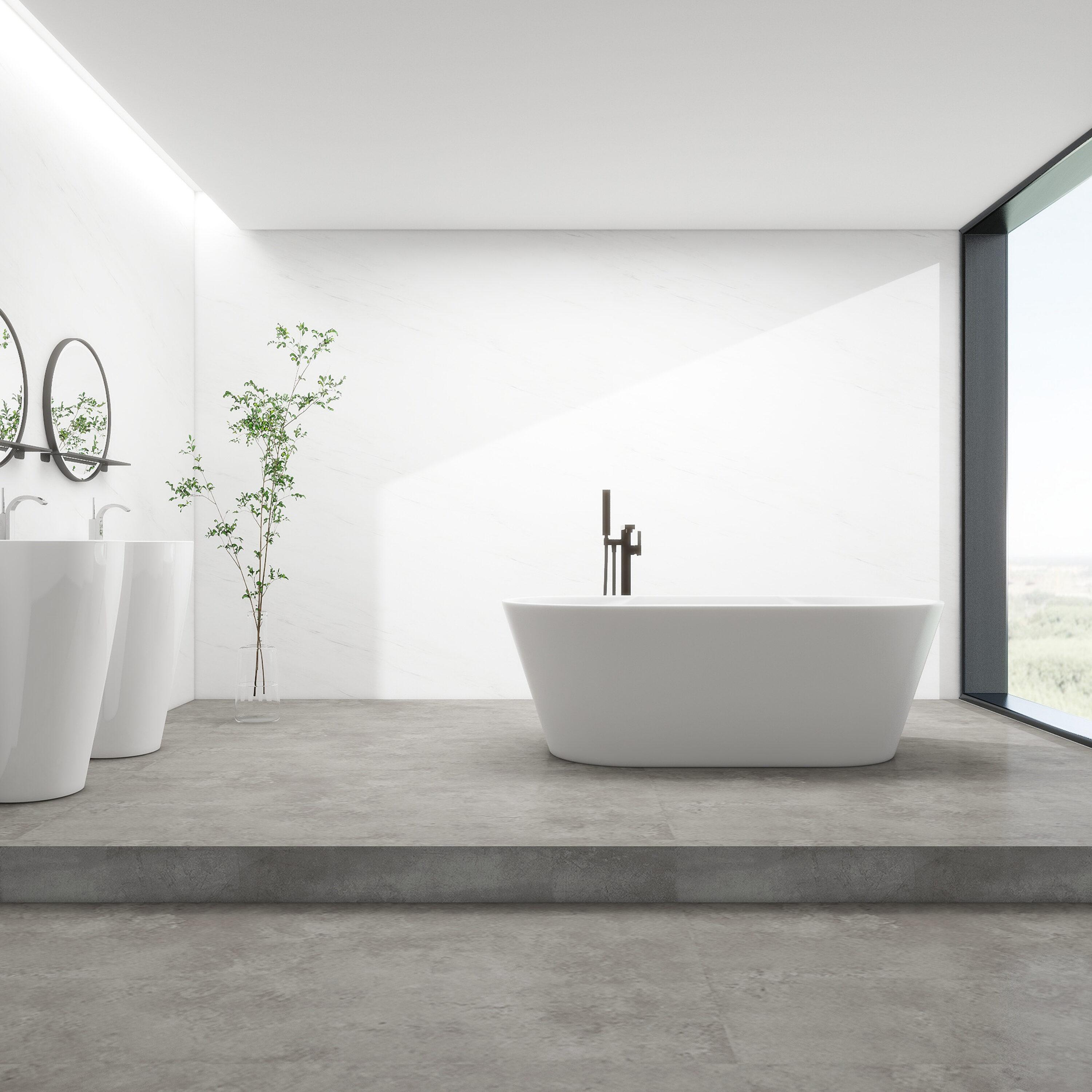 Vanity Art 67" x 32" Acrylic Freestanding Bathtub Contemporary Soaking Tub with Overflow and Pop-Up Drain, VA6804