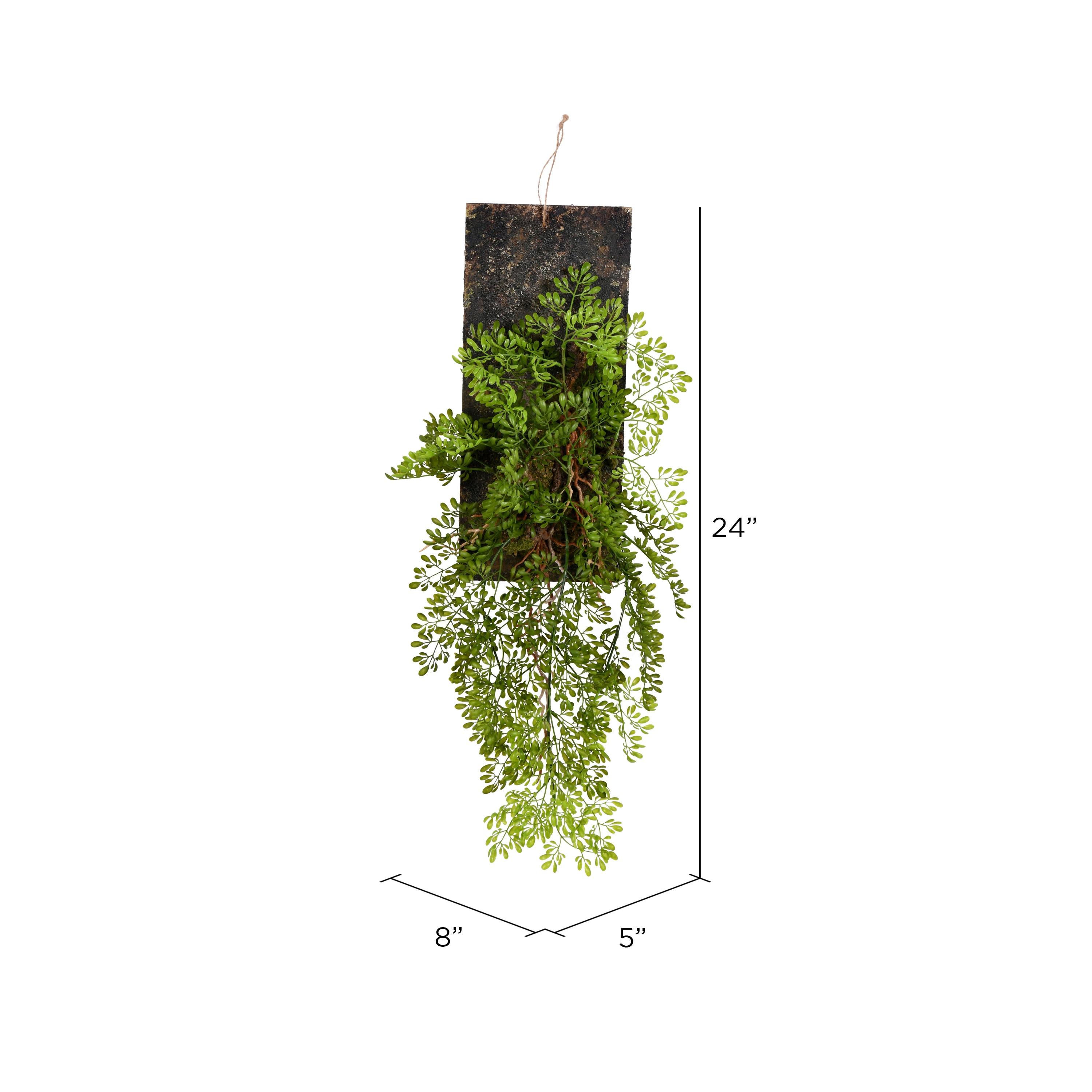 Vickerman 24" Artificial Green Mini Leaf on Wooden Plaque.