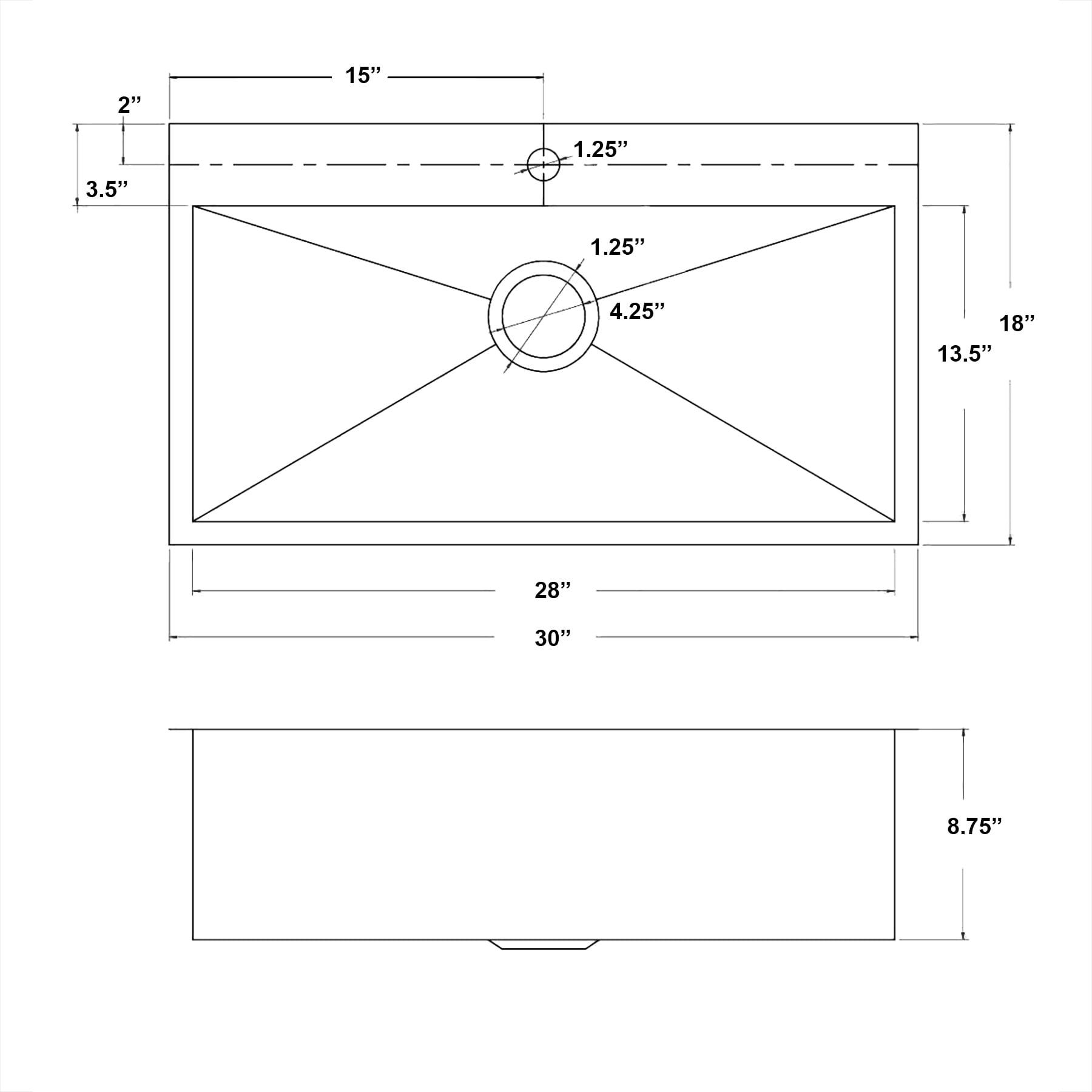 30" L x 18" W Drop-In Kitchen Sink with Faucet