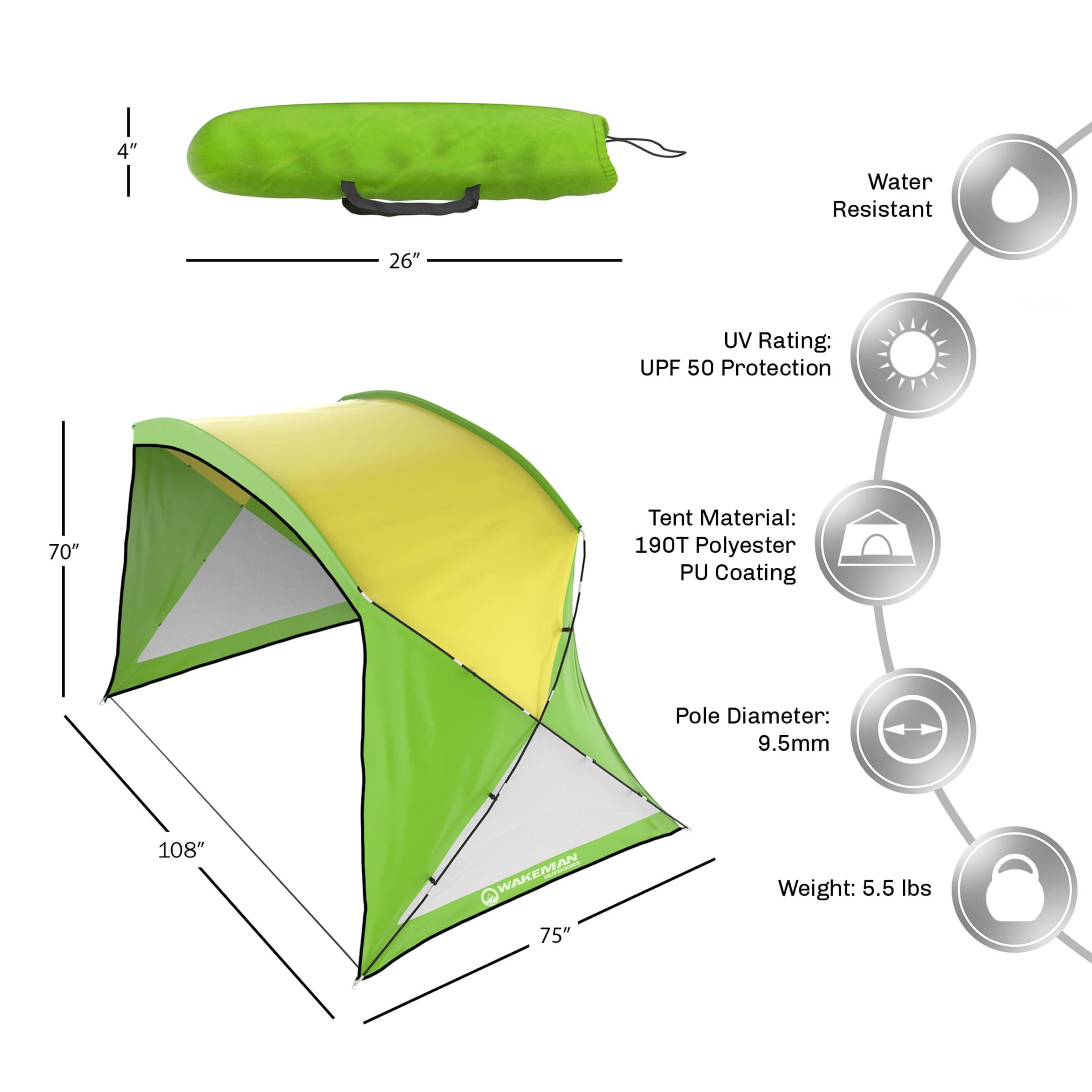 Beach Tent Sun Shelter - Sport Umbrella - UV Protection and Water-Resistant with Carry Bag – Shade Canopy for Families by Wakeman Outdoors (Green)