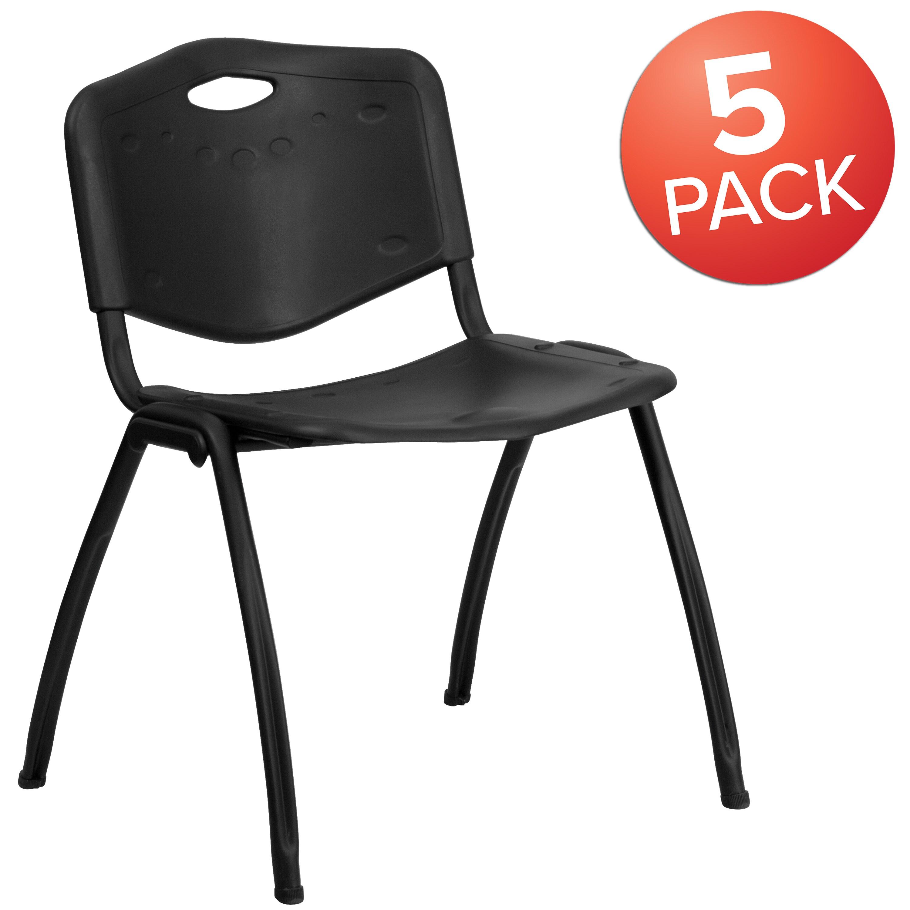 Amora 880 lb. Capacity Industrial Plastic Stack Chair with Carrying Handle (Set of 5)