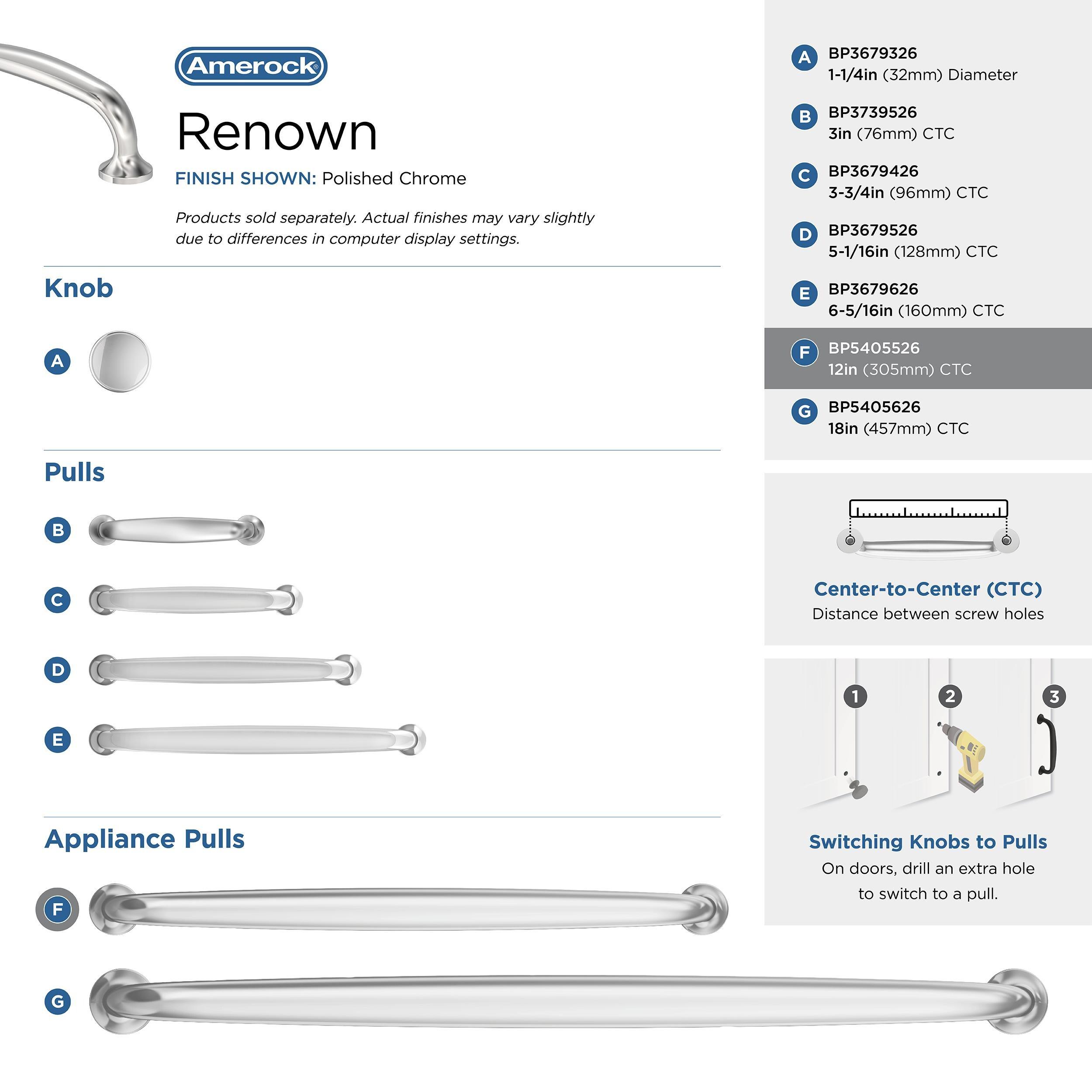Amerock Renown 12 inch (305mm) Center-to-Center Polished Chrome Appliance Pull