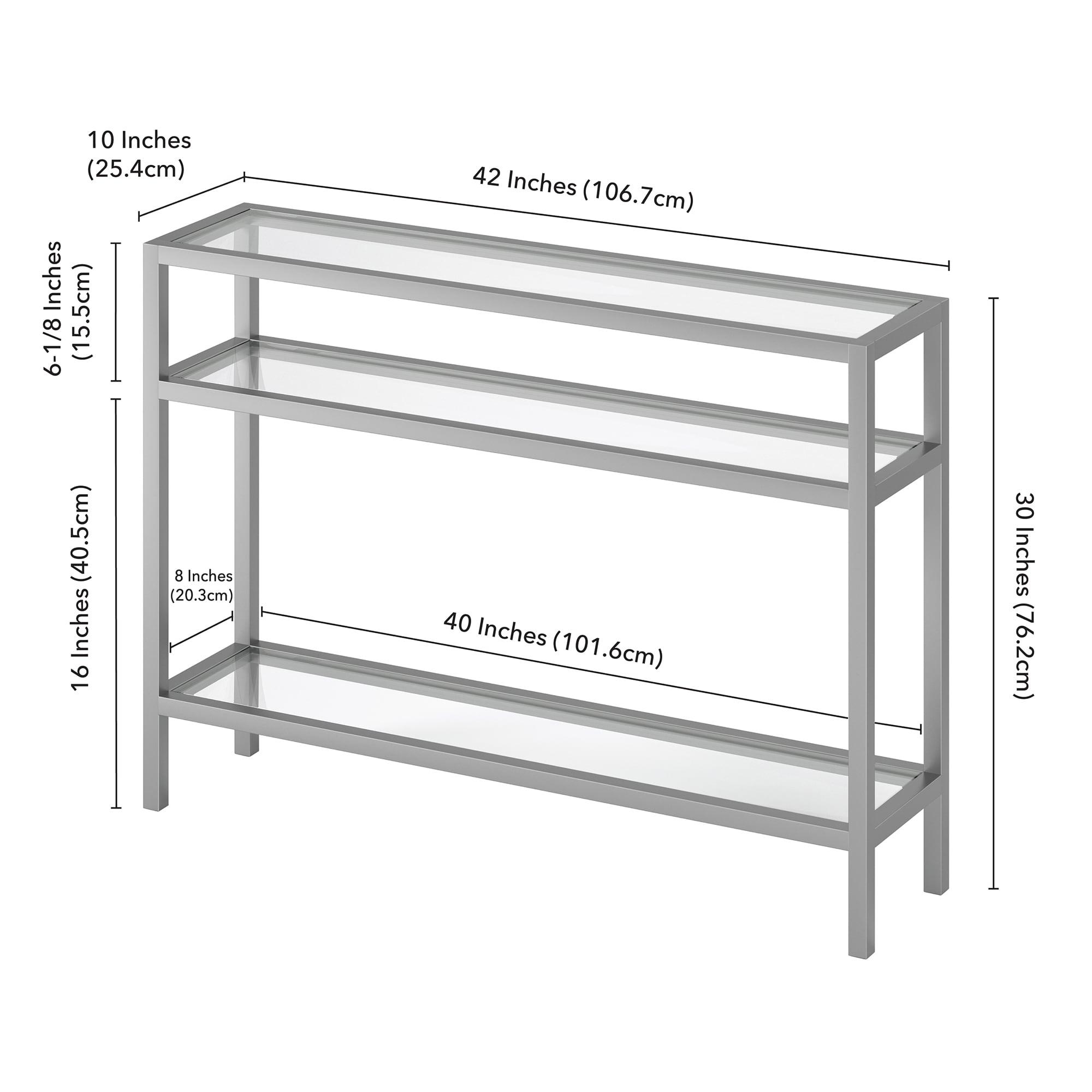 Evelyn&Zoe 42" Satin Nickel Metal/Glass Console Table