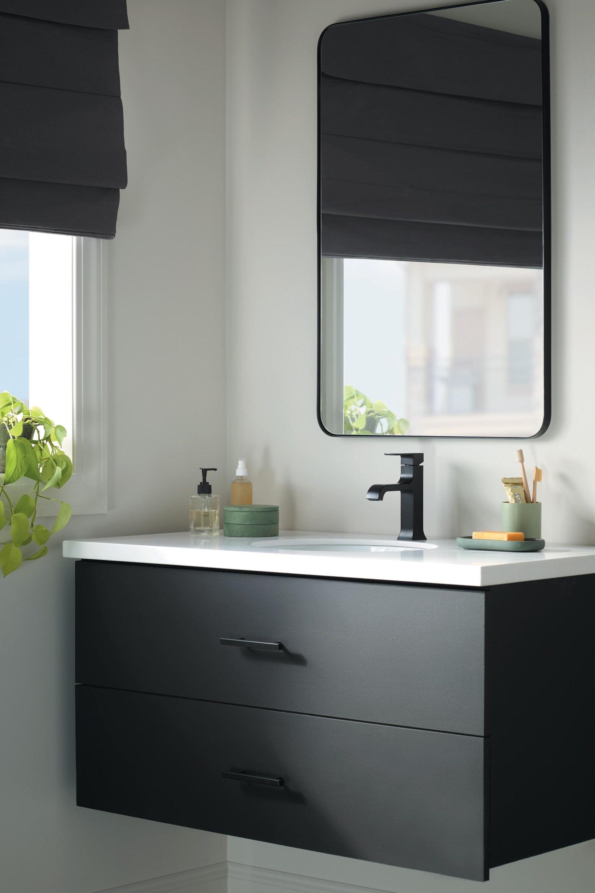 Velum Single Hole Curved Bathroom Faucet with Drain Assembly, Single Handle Bathroom Sink Faucet