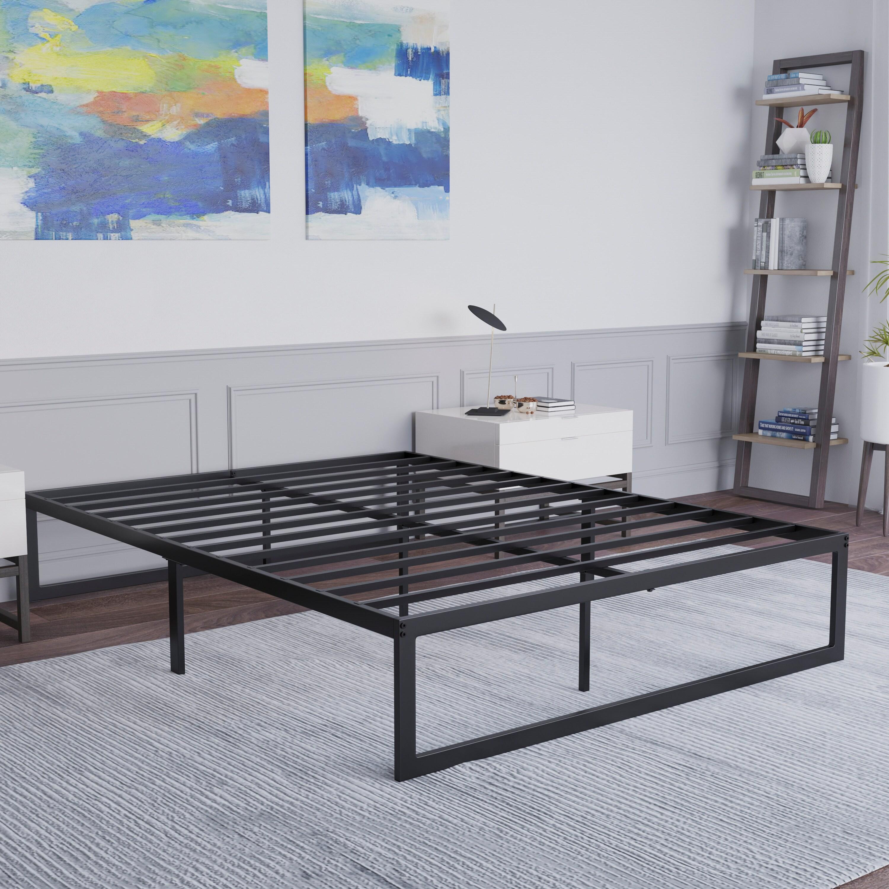 Flash Furniture Modern Steel Platform Bed Frame, Black, Full