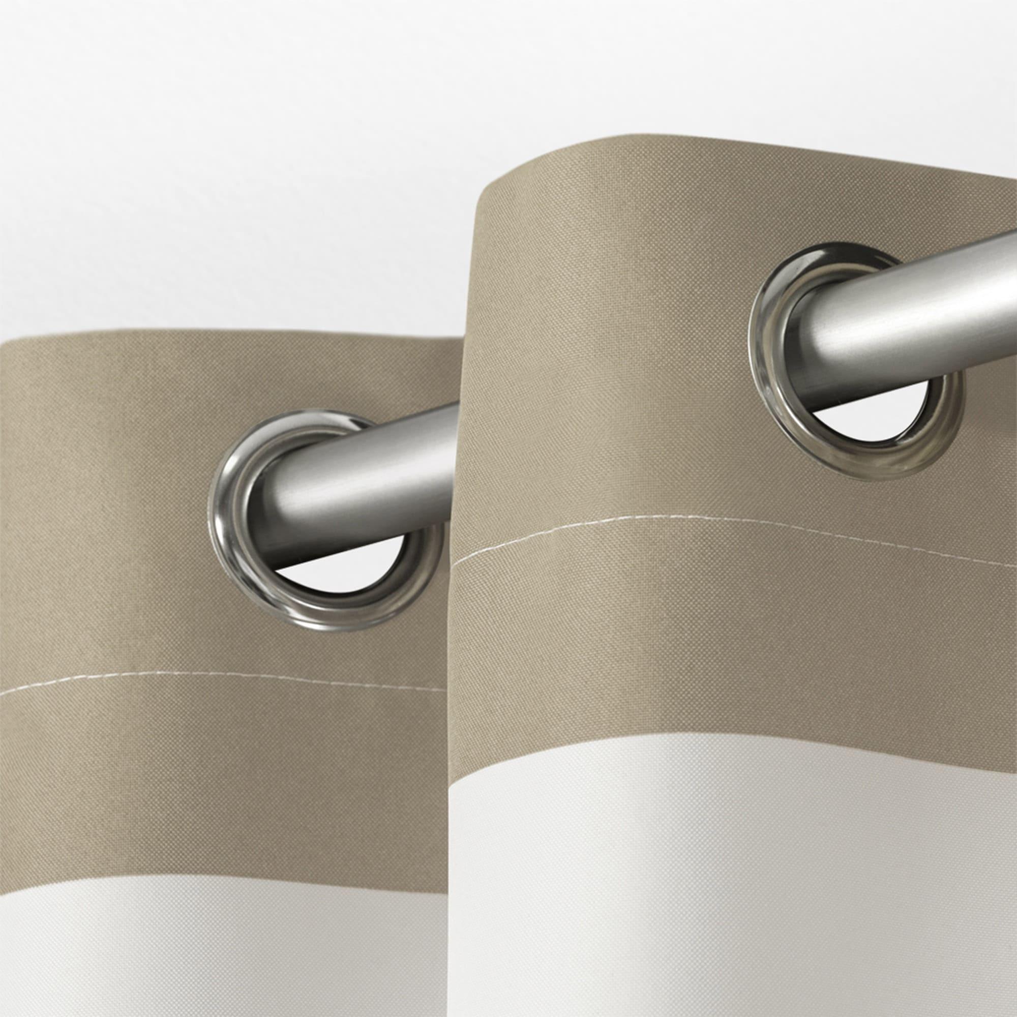 Exclusive Home Cabana Stripe Indoor/Outdoor Light Filtering Grommet Top Curtain Panel Pair, 54"x96", Taupe