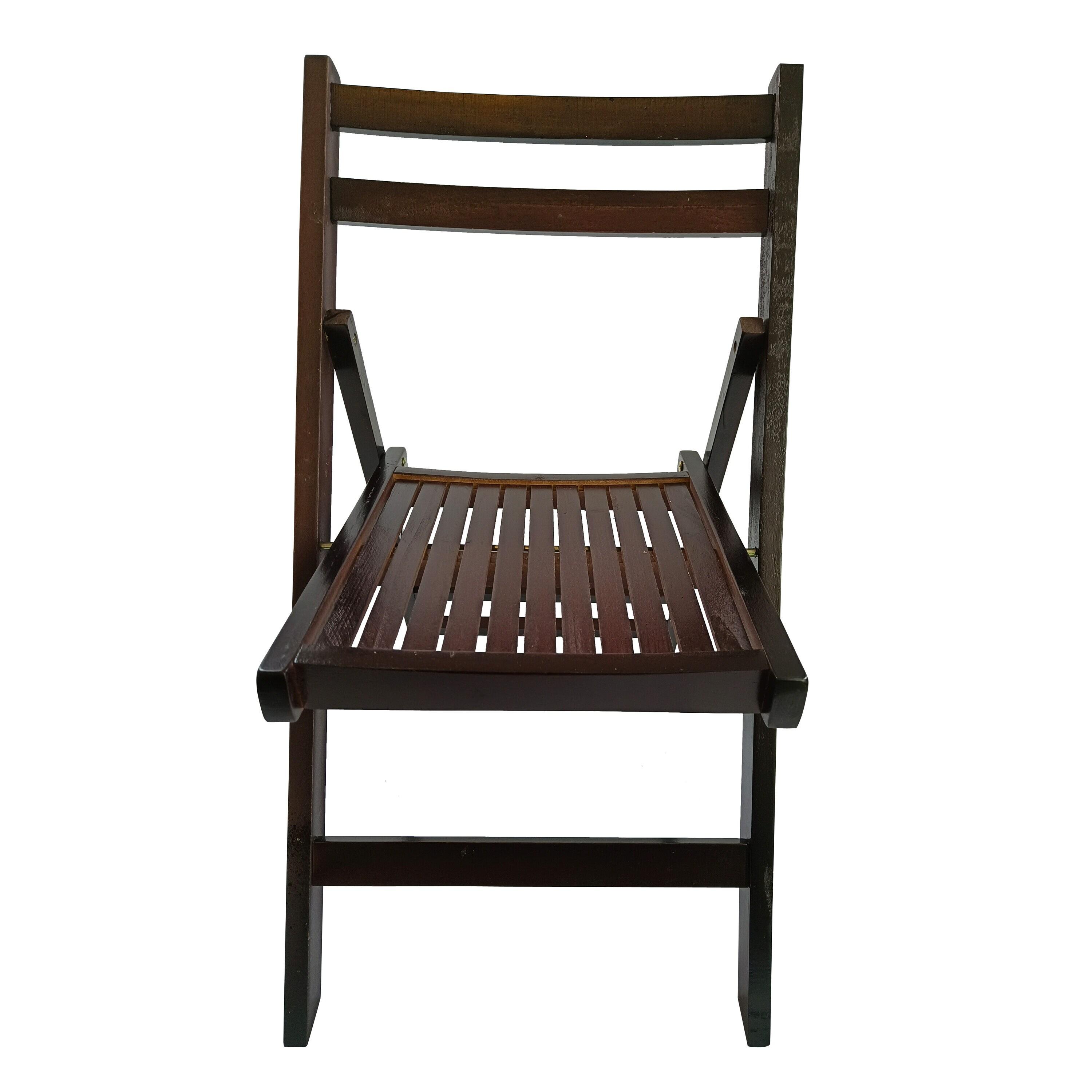 Cherry Wood Folding Dining Chairs Set of 4 with Slatted Seat