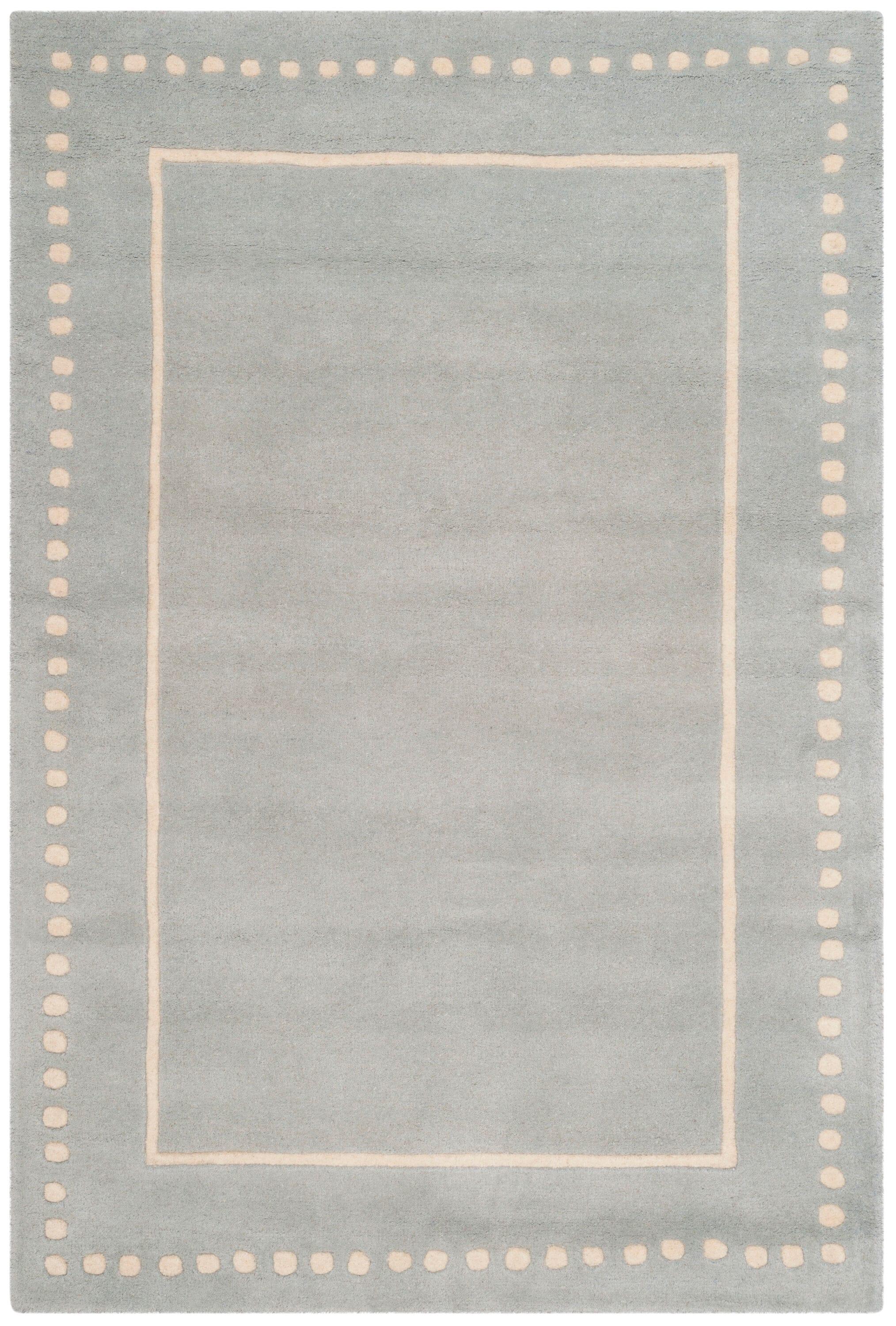 SAFAVIEH Bella Danita Plain Dotted Bordered Wool Area Rug, Light Blue/Ivory, 2' x 3'