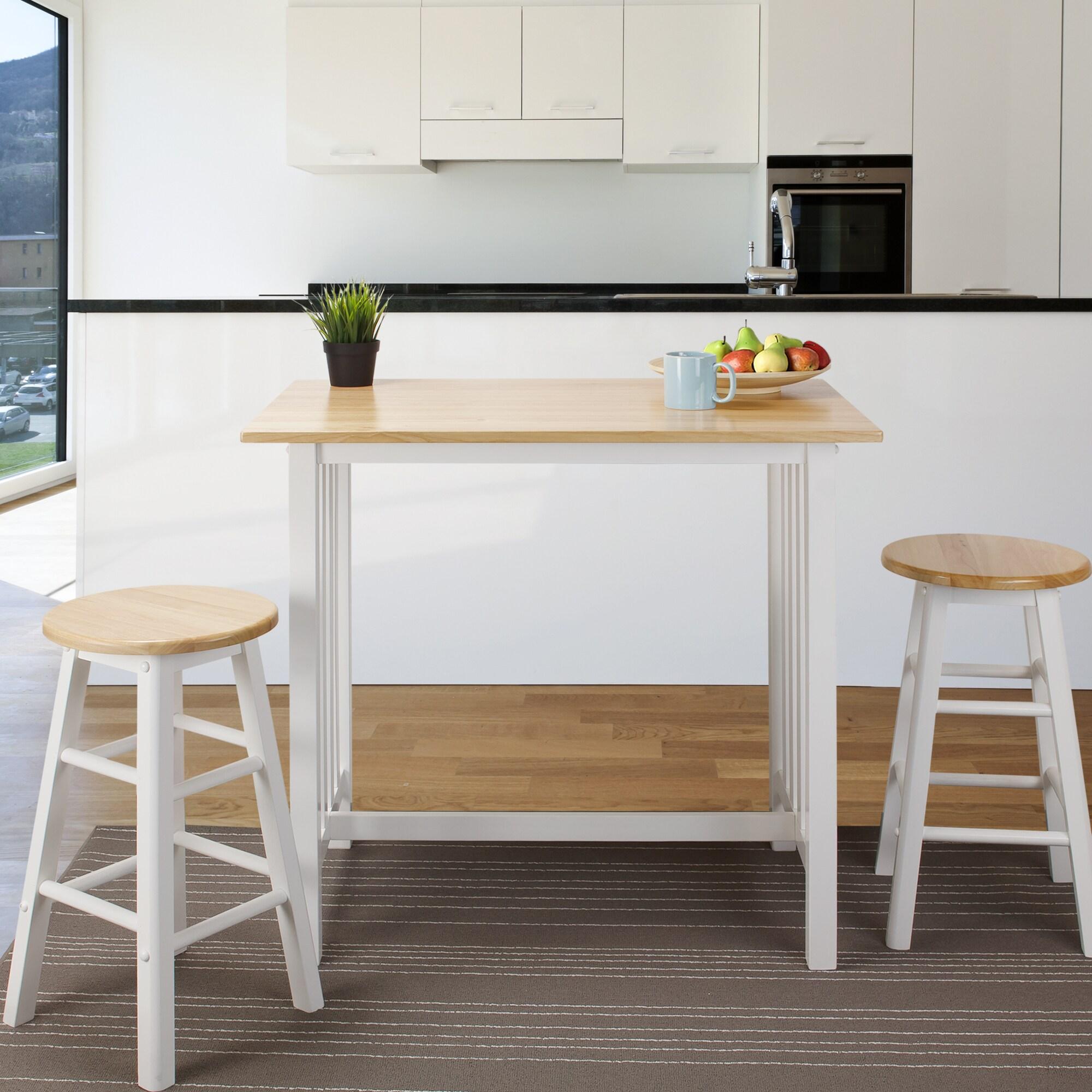 3-Piece Breakfast Set made with Solid Wood - White