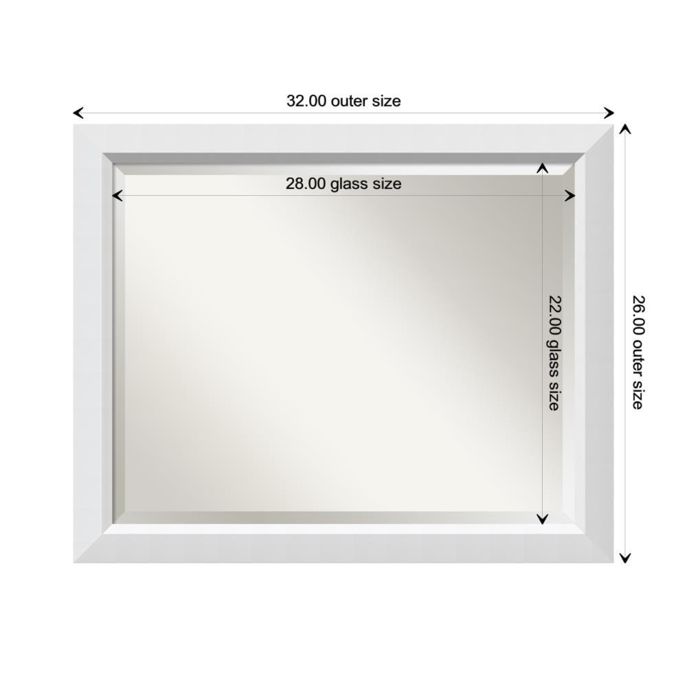 32" x 26" Blanco Wood Framed Bathroom Vanity Wall Mirror White - Amanti Art: Satin Finish, No Assembly Required