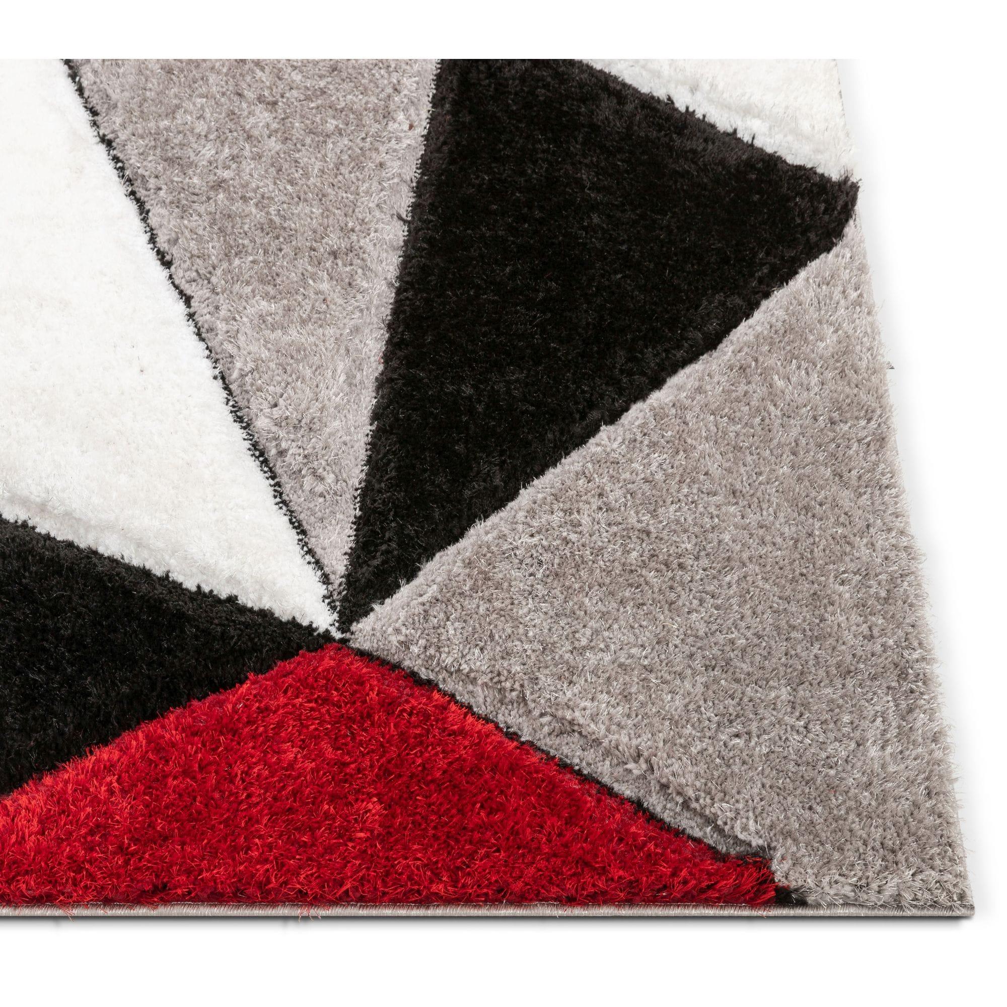 Well Woven San Francisco Venice Red Modern Geometric Abstract 2'7" x 9'10" Runner Area Rug