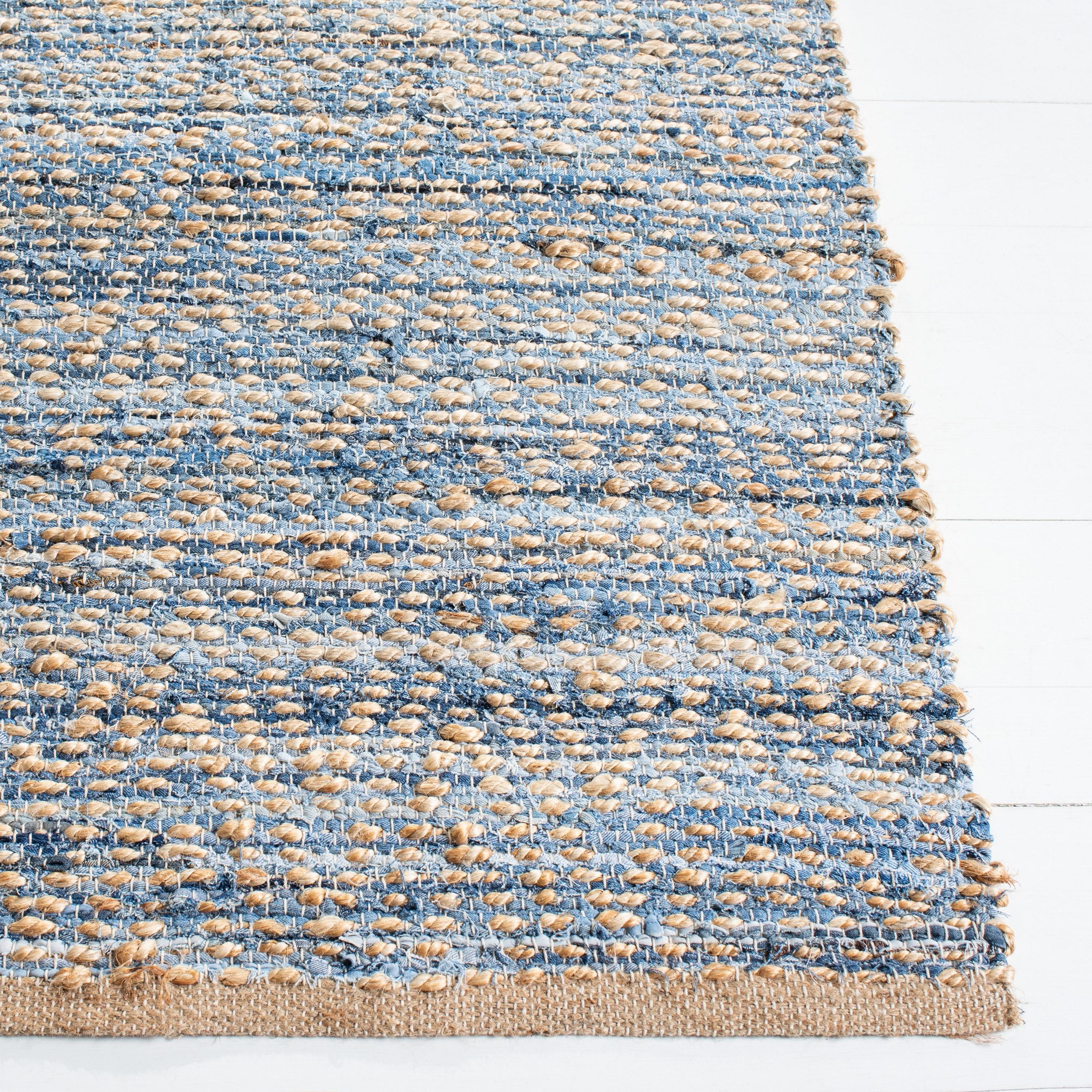 Cape Cod CAP350 Hand Woven Runner Rug - Natural/Blue - 2'3"x10' - Safavieh.