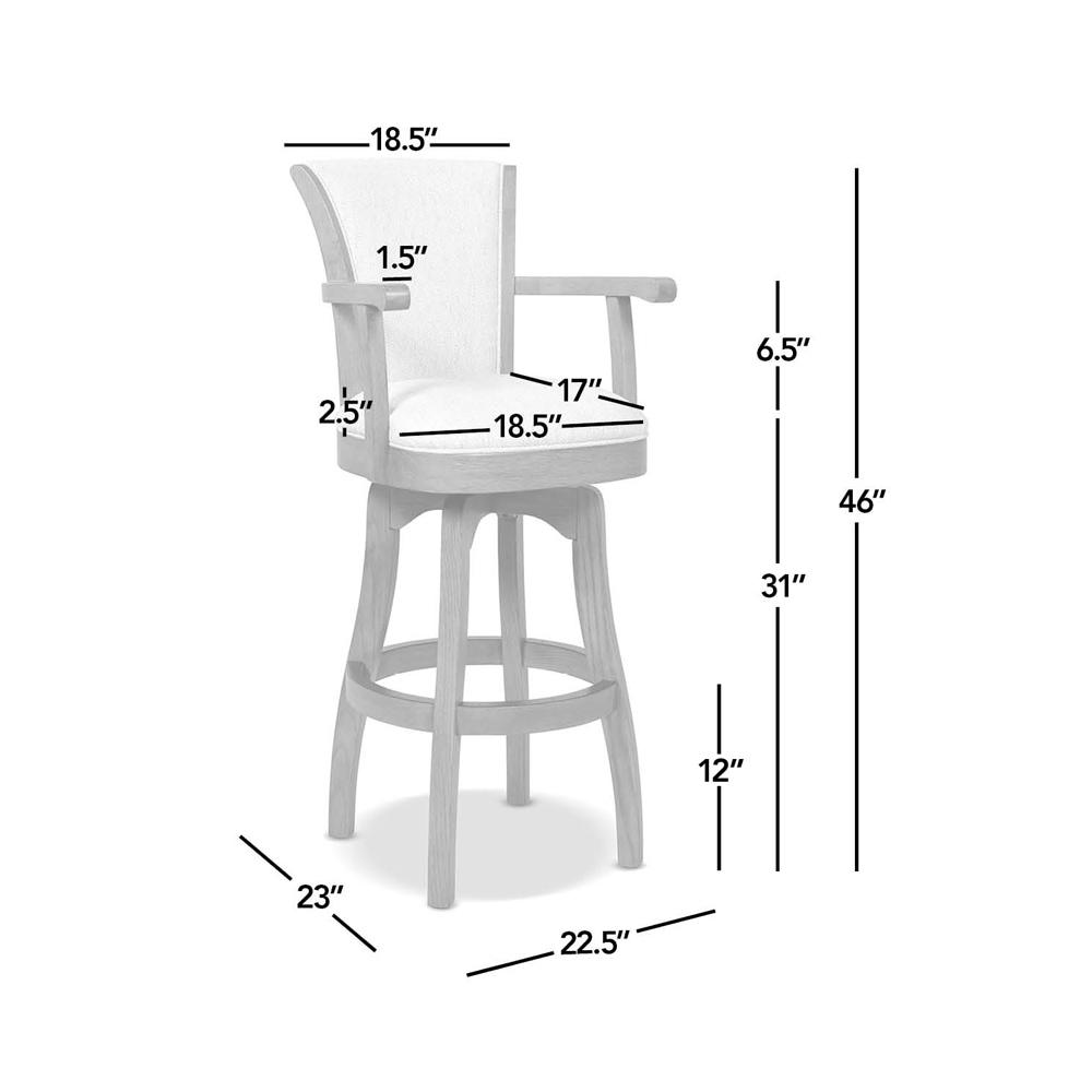 Jennifer Taylor Home Williams 31" Swivel Bar Stool with Armrests White Pepper