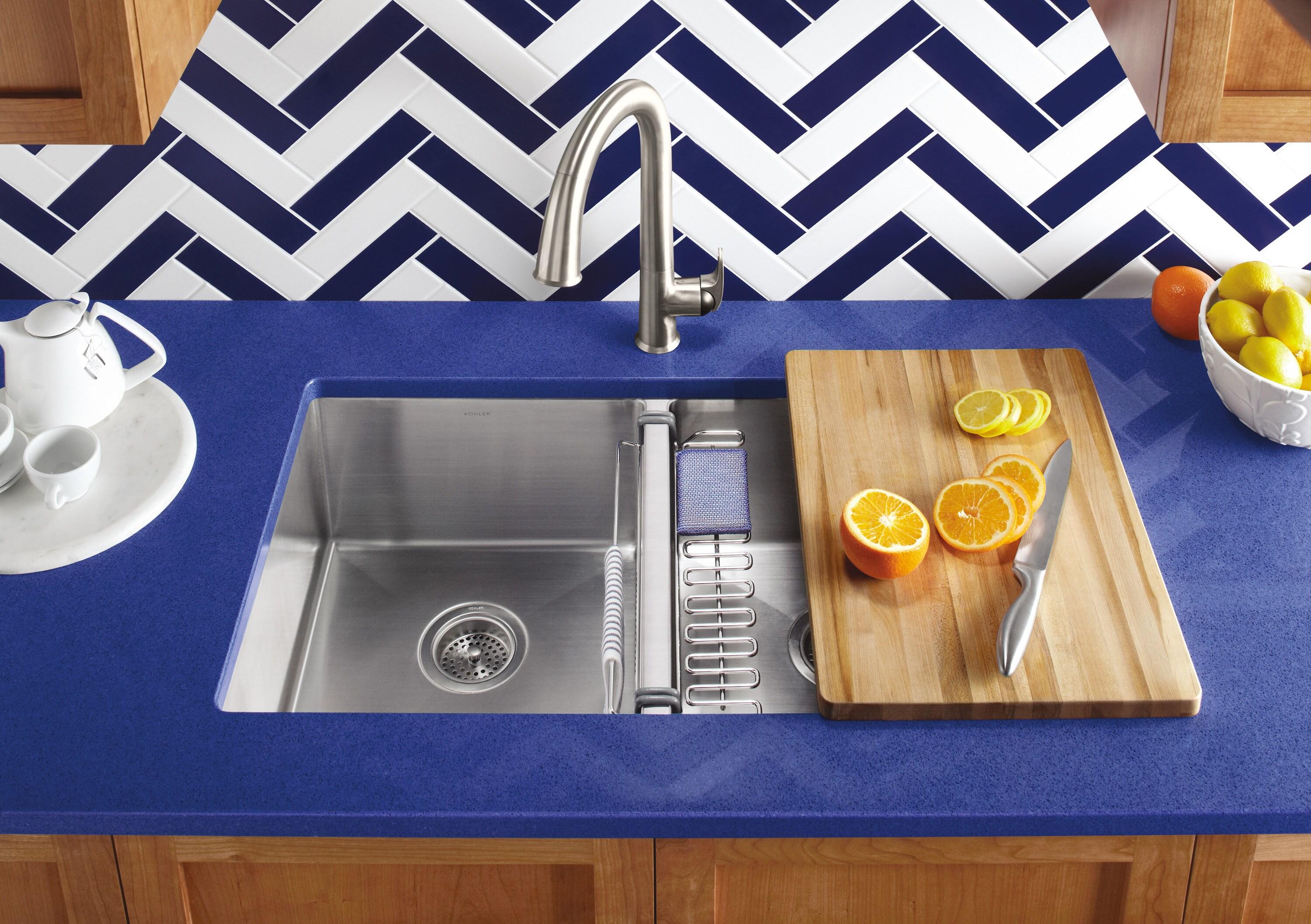 Strive 32" L x 18-1/4" W x 9-5/16" Under-Mount Double-Equal Kitchen Sink with Basin Rack