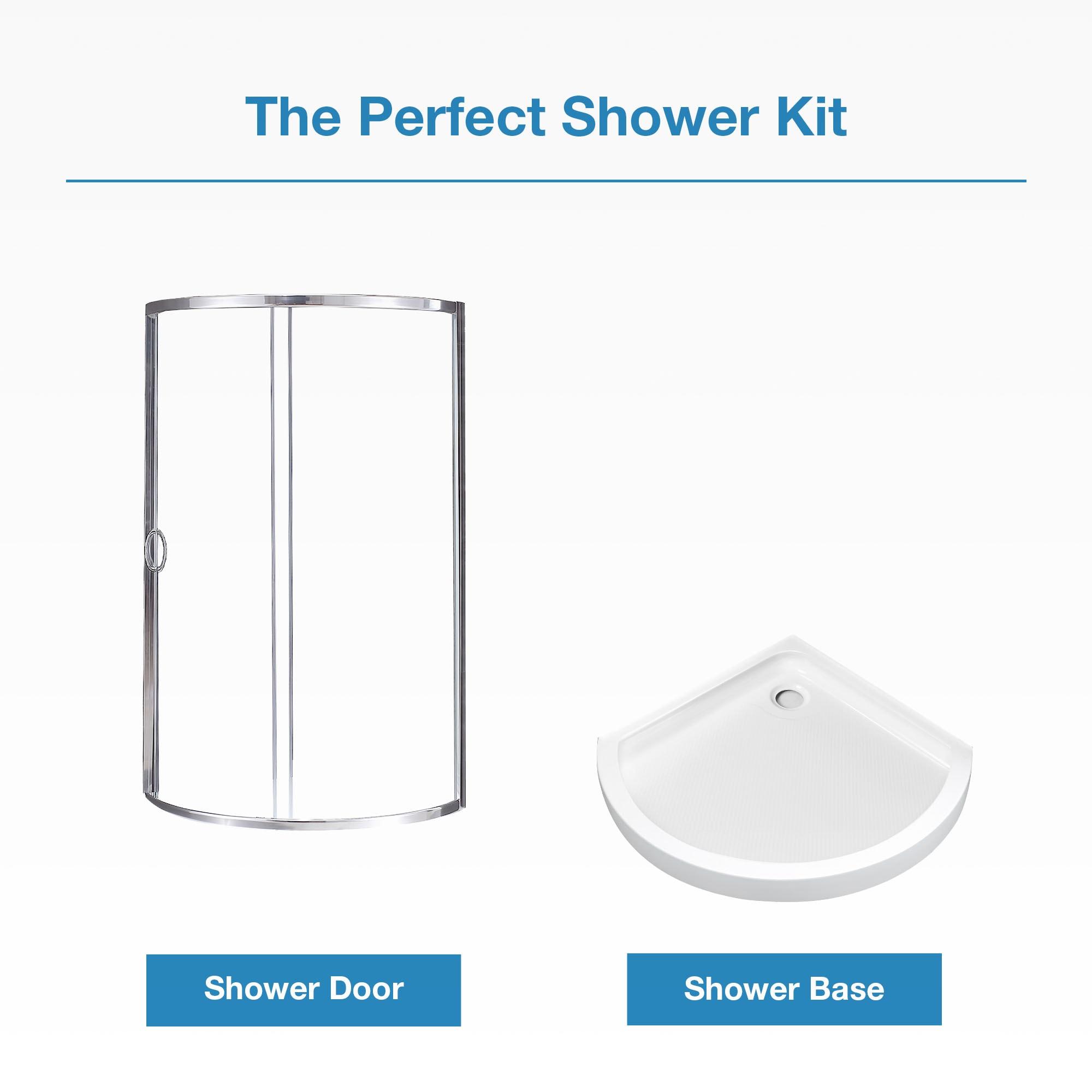 OVE Decors Breeze Premium 33 in. Framed Round Shower Kit w/ Clear Glass, Base