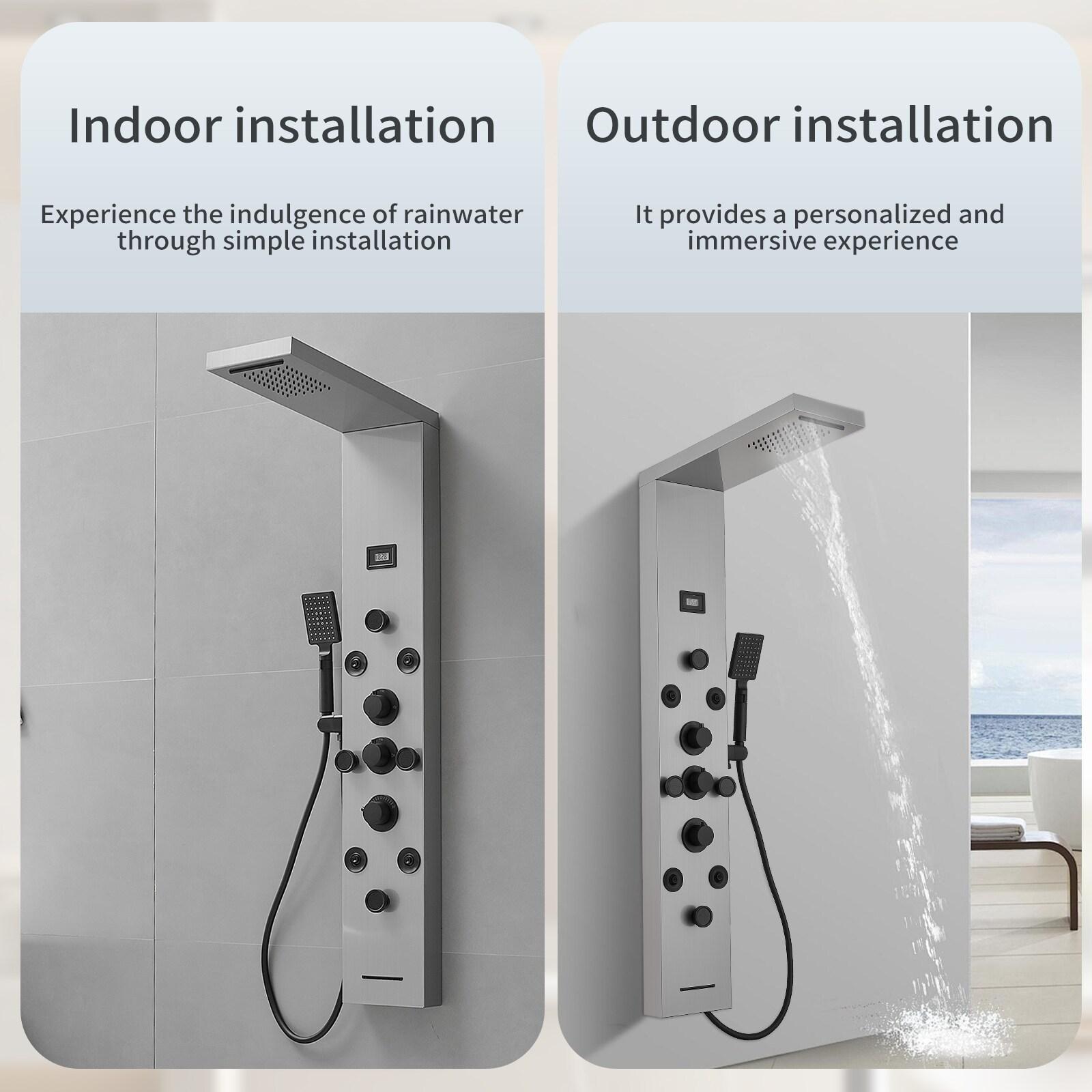 BWE 8-Shower Tower Shower Panel System with Rainfall Shower Head and Shower Wand