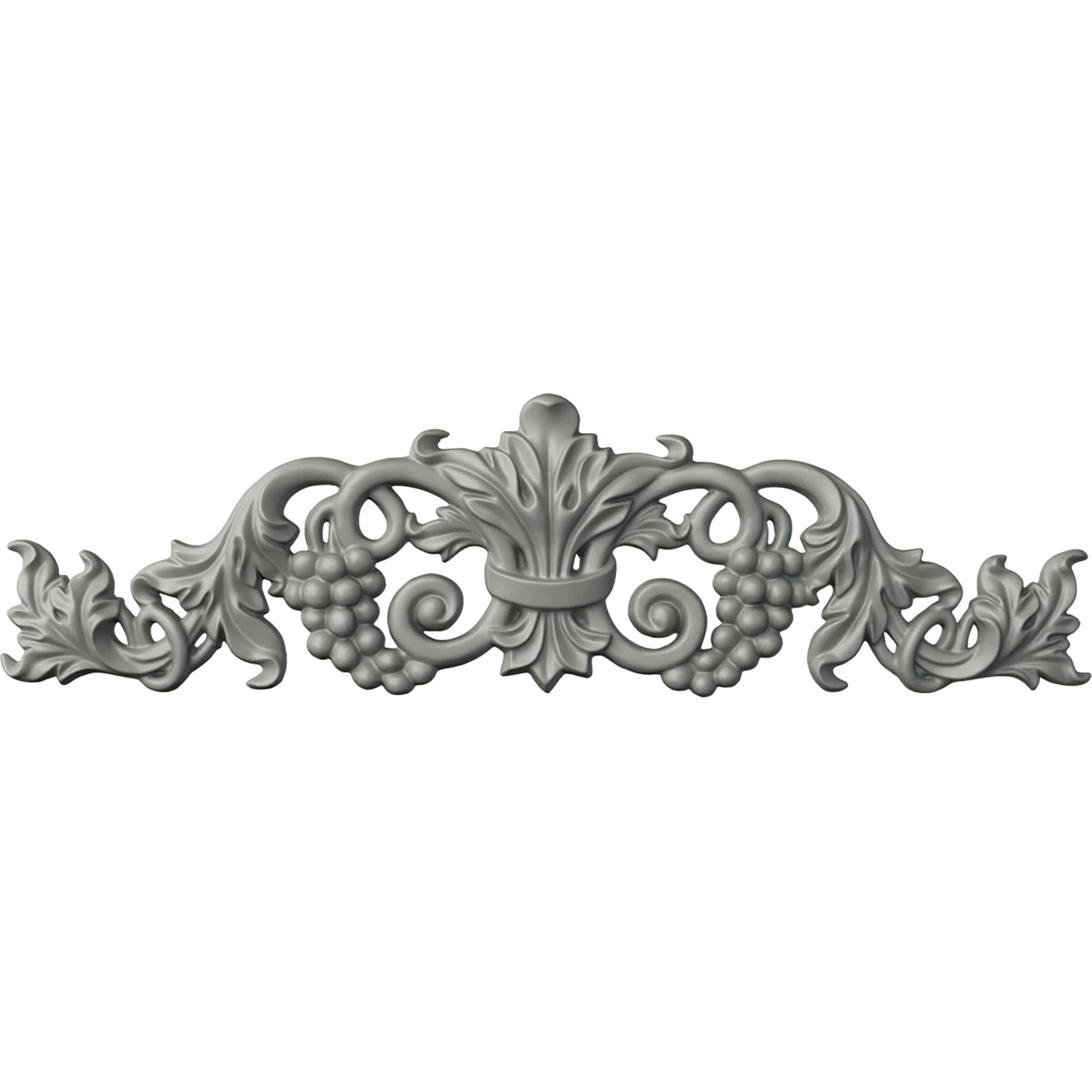 Ekena Millwork 19 1/4"W x 5 3/8"H x 7/8"P Small Grape and Leaf Center with Scrolls Onlay