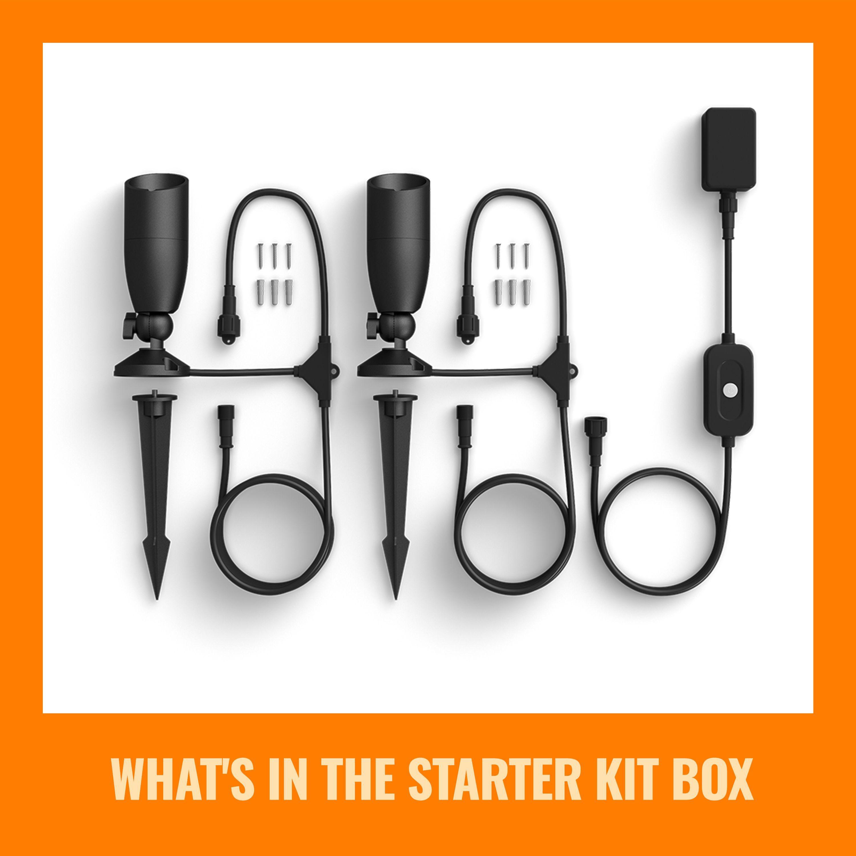 WiZ Connected LED Color Changing Outdoor Spotlight Extension - Starter Kit Required - Weatherproof - Control with WiZ App - Works with Google Home, Alexa, and Siri Shortcuts - 2 Pack