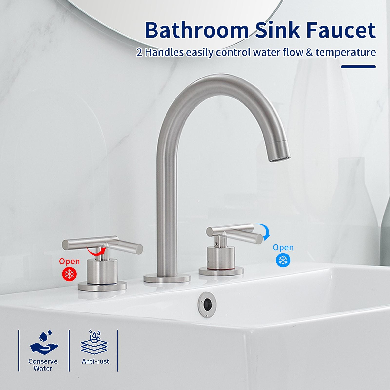 Widespread 2-handle Bathroom Faucet with Drain Assembly