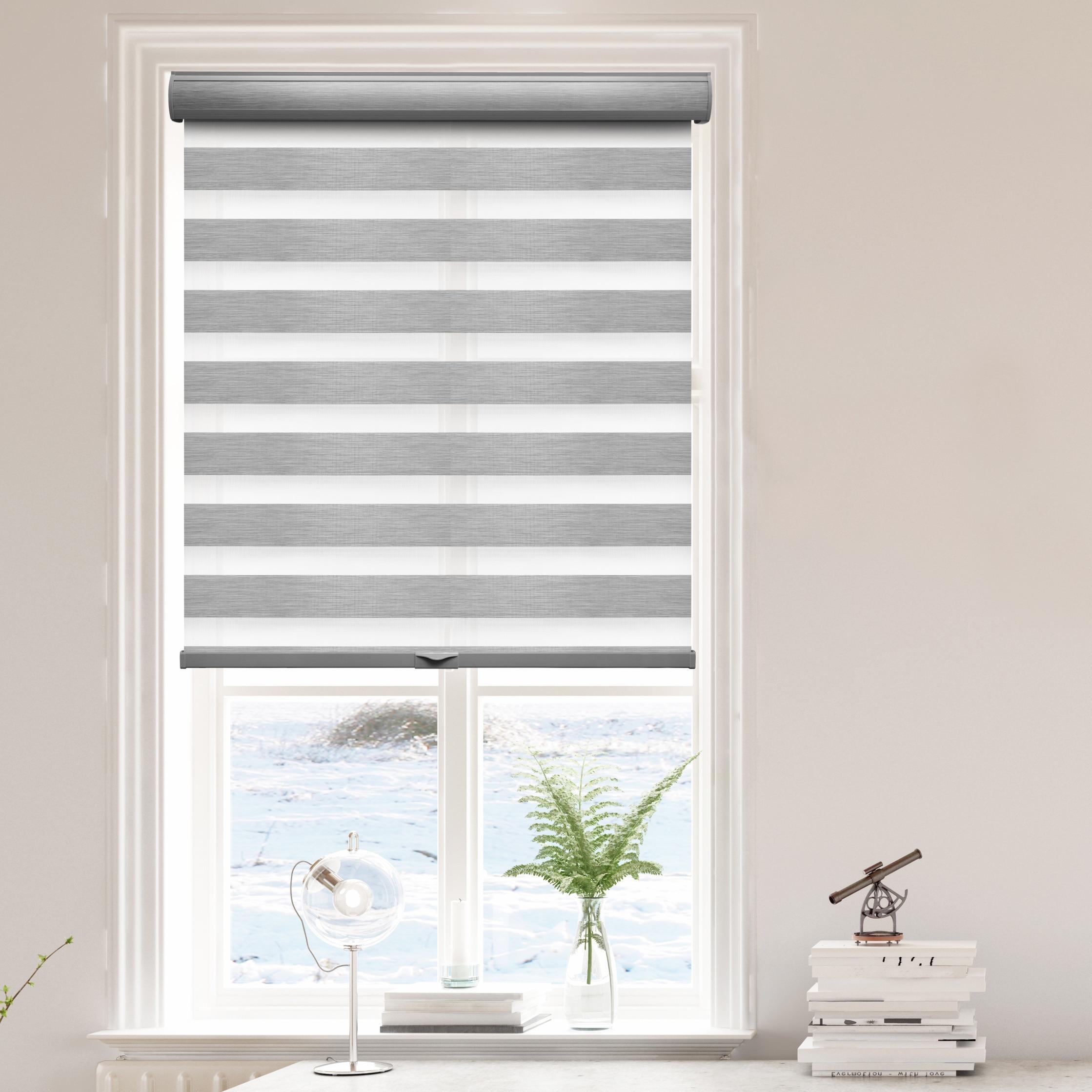 1pc 35"x72" Light Filtering Cordless Roller Zebra Shade Gray - Lumi Home Furnishings