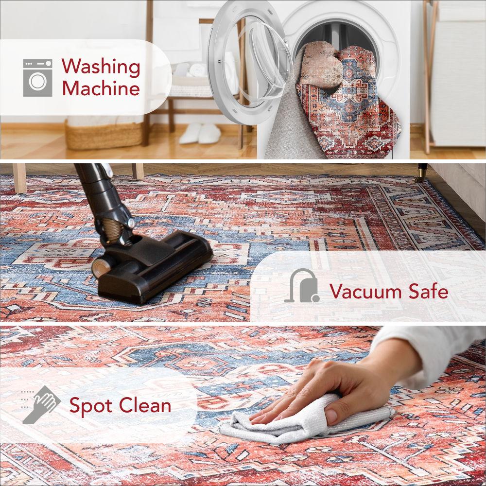 Nuloom Marli Pet Friendly Machine Washable Faded Medallion Area Rug, 5' x 8', Rust