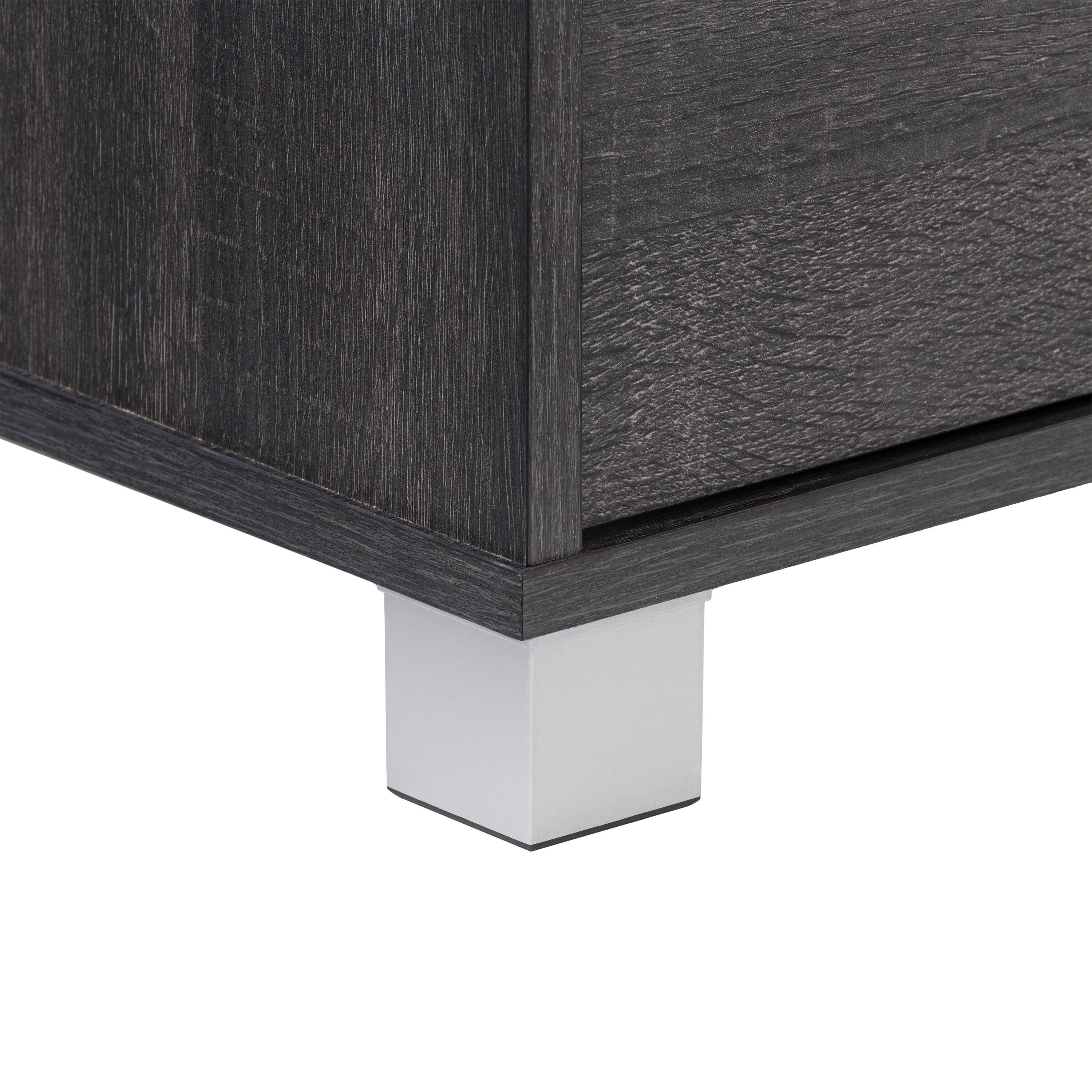 CorLiving Hollywood TV Stand for TVs up to 85" with Doors Wood Grain Dark Gray: Modern Media Console, Adjustable Shelves