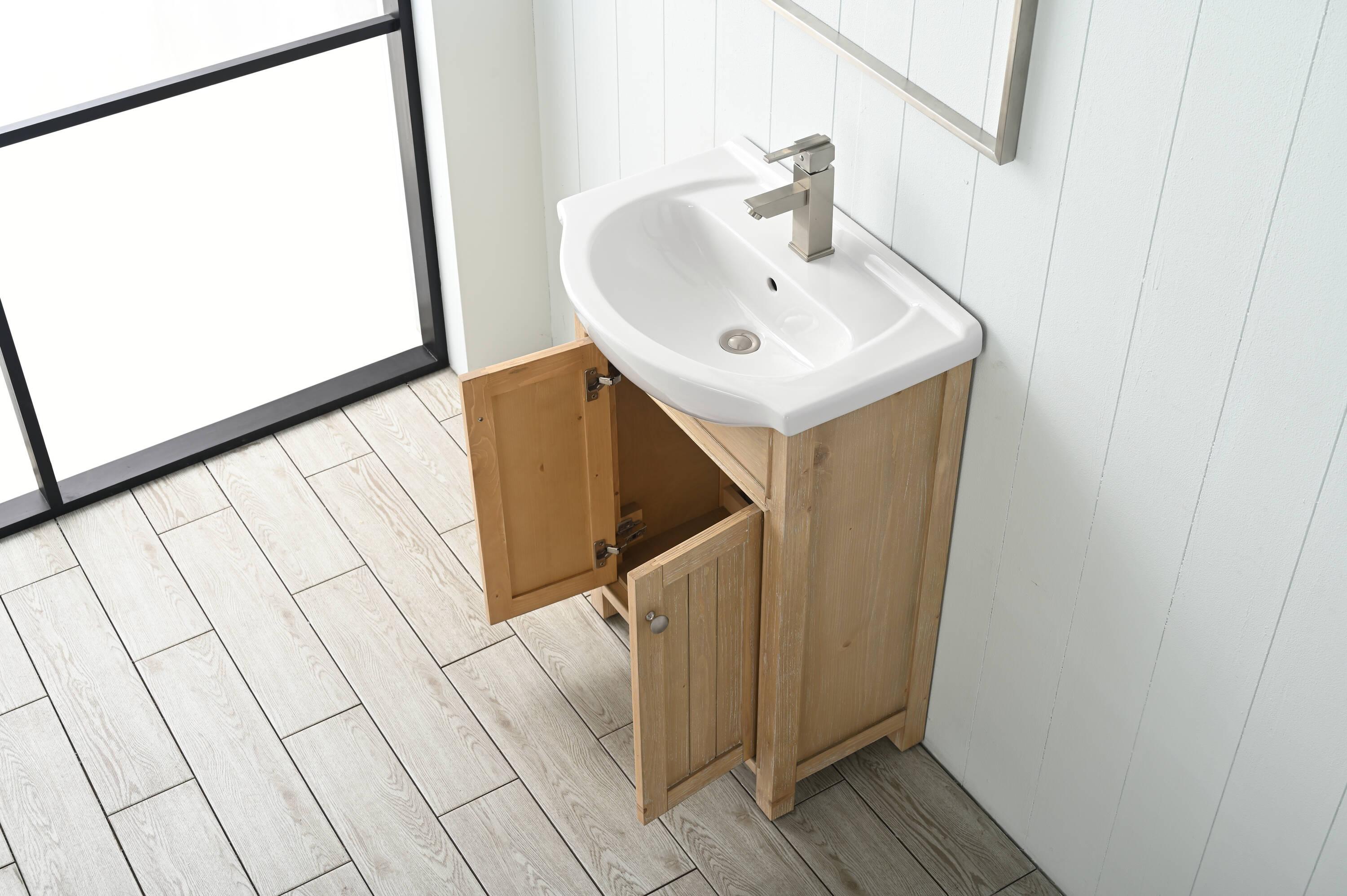 Design Element Marian 24" Single Sink Bath Vanity in Oak with Porcelain Top