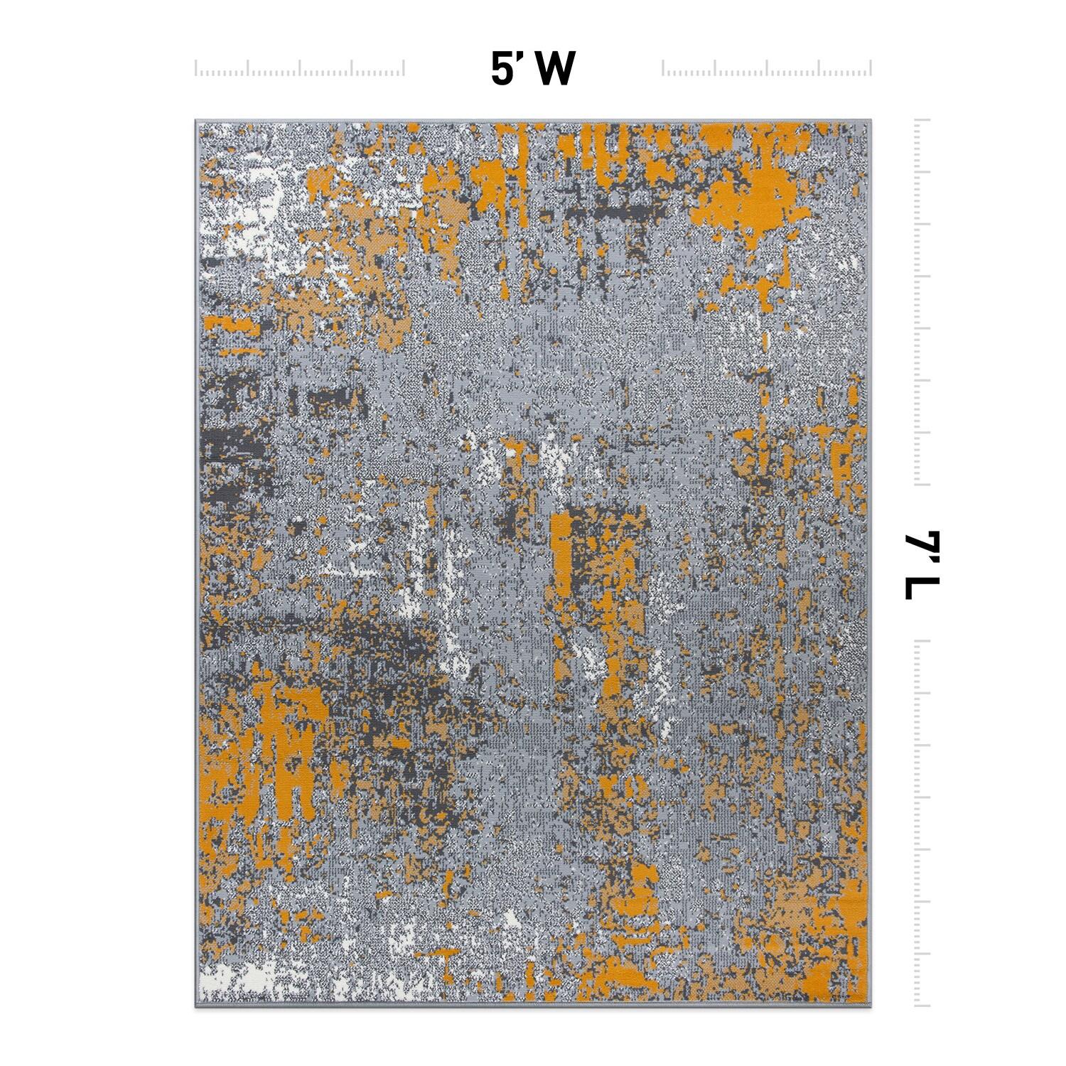 World Rug Gallery Modern Abstract Area Rug - Mustard  5'x7'