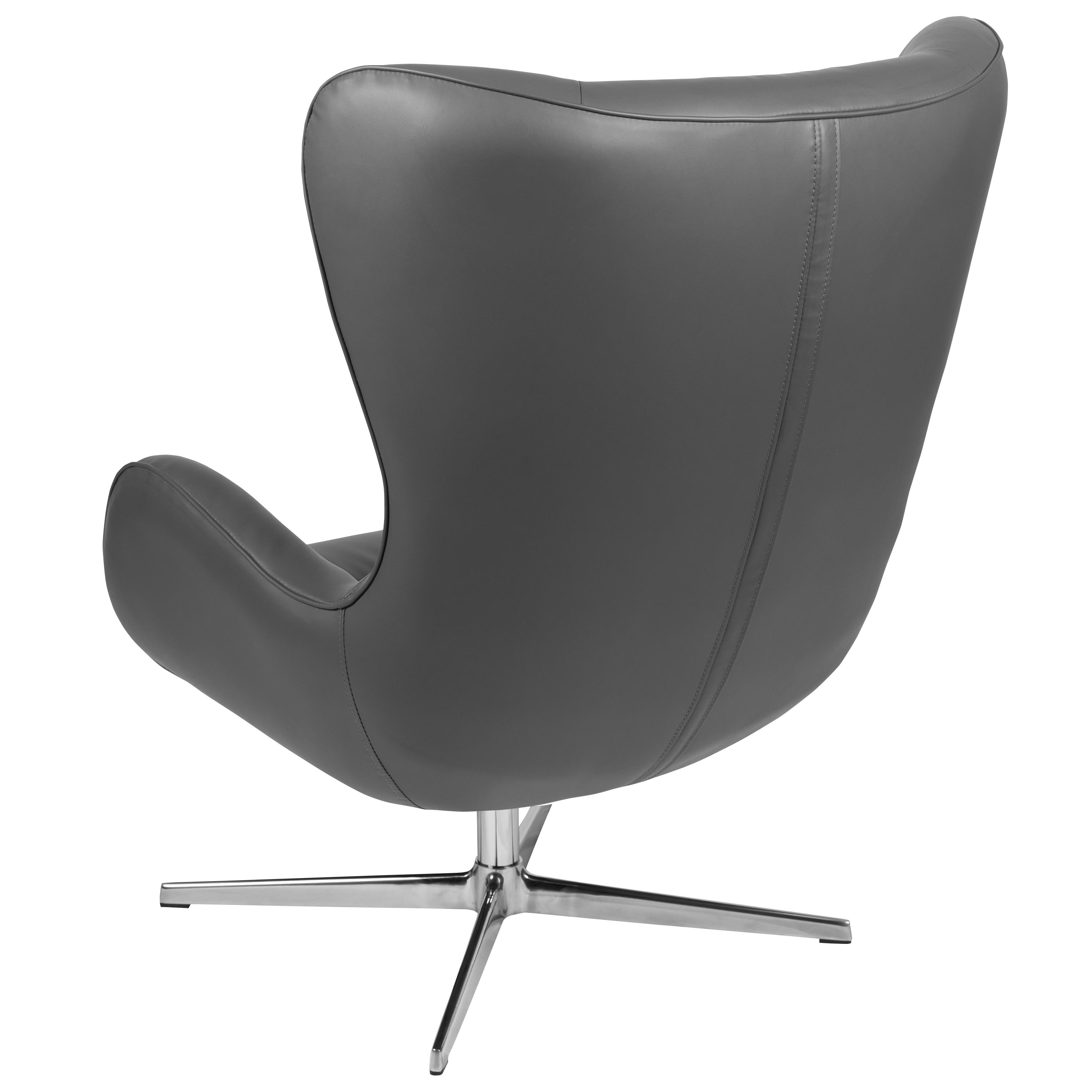 Flash Furniture Gray LeatherSoft Swivel Wing Chair