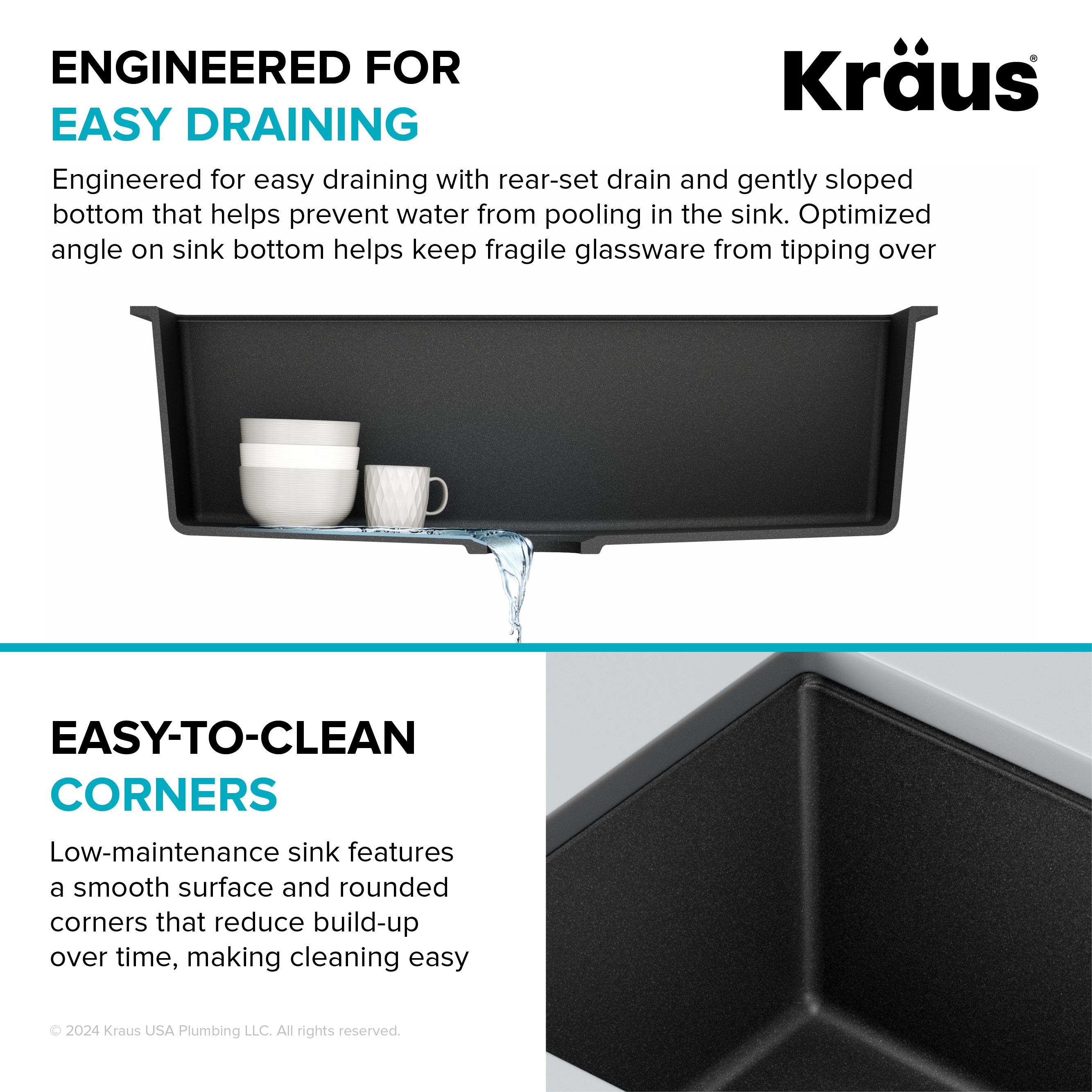 KRAUS 31 inch L Undermount Single Bowl Black Onyx Granite Kitchen Sink