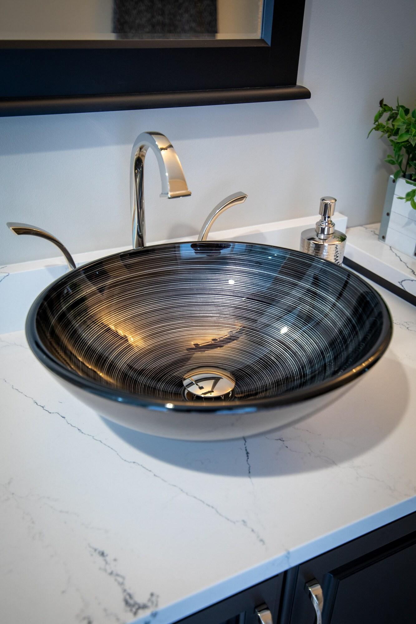 Eden Bath 16.38'' Tempered Glass Circular Bathroom Sink