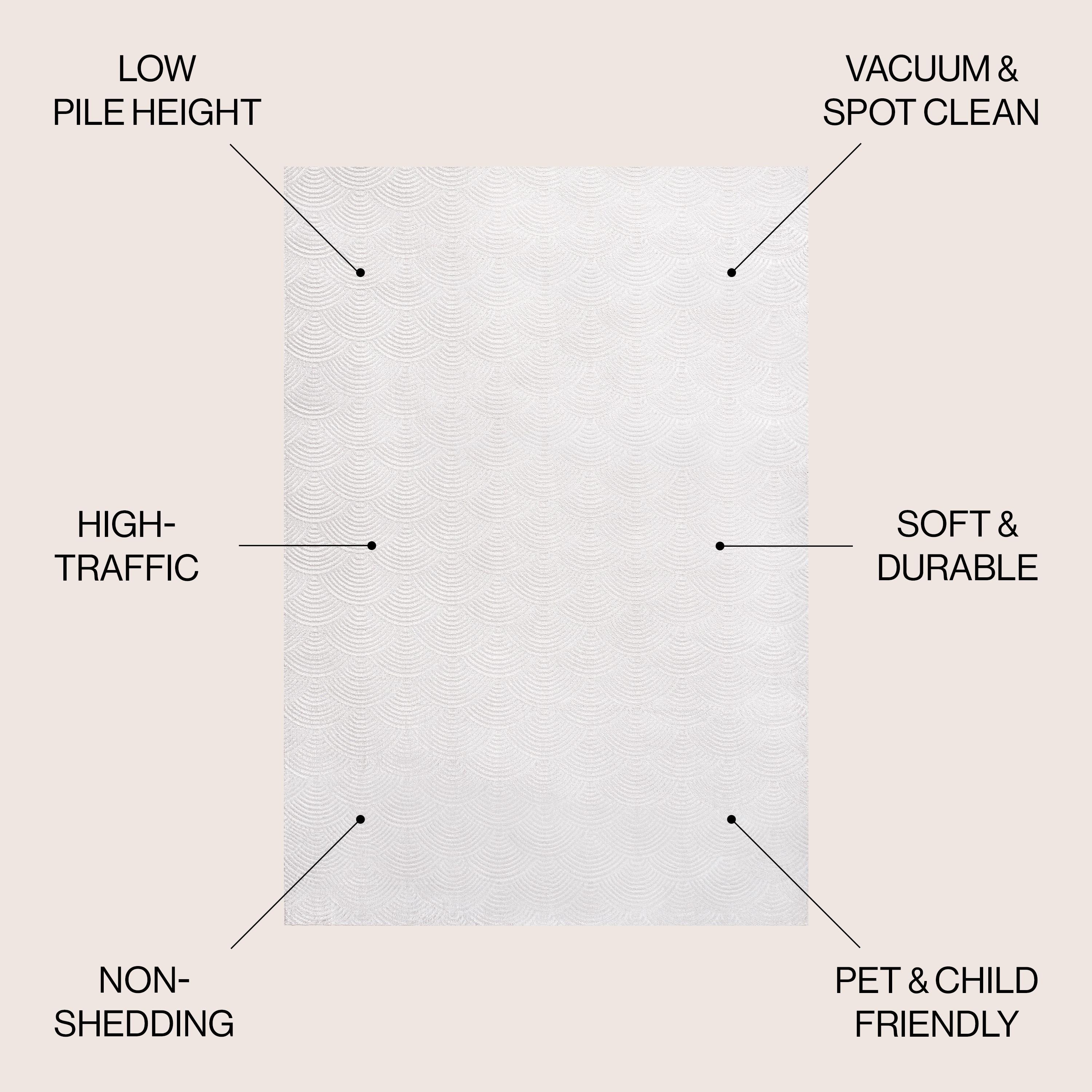 JONATHAN Y Porter Geometric Art Deco Fan Pattern High-Low White/Light Gray 4 ft. x 6 ft. Area Rug