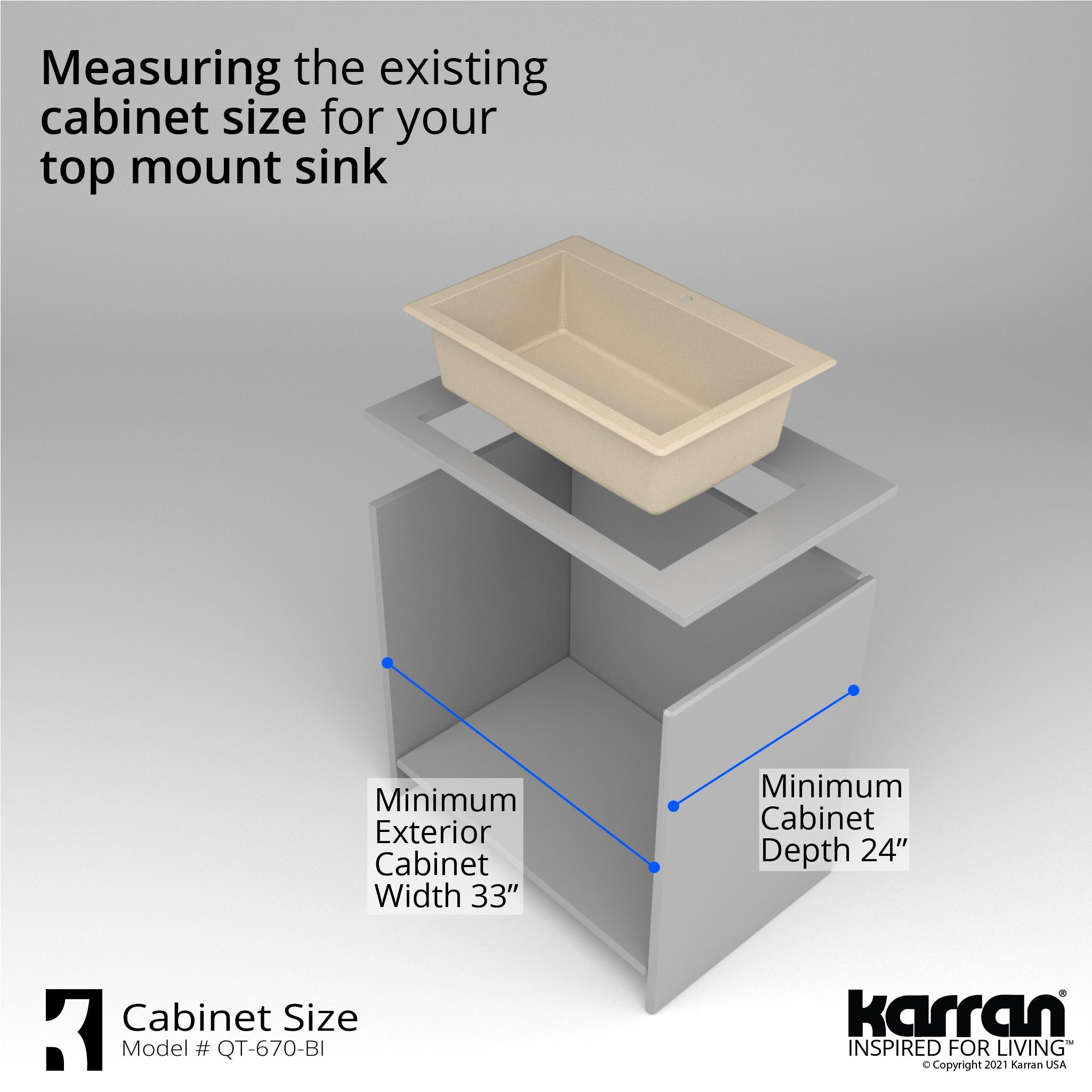 Karran Karran Drop-in Quartz Composite 33'' X 22'' 1-Hole Single Bowl Kitchen Sink QT-670-BI