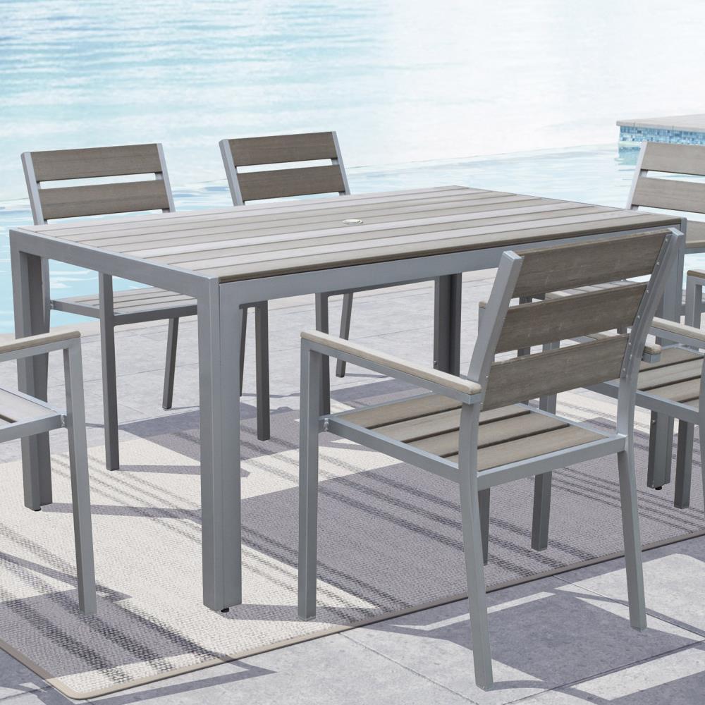 CorLiving Sun Bleached Grey Outdoor Dining Table