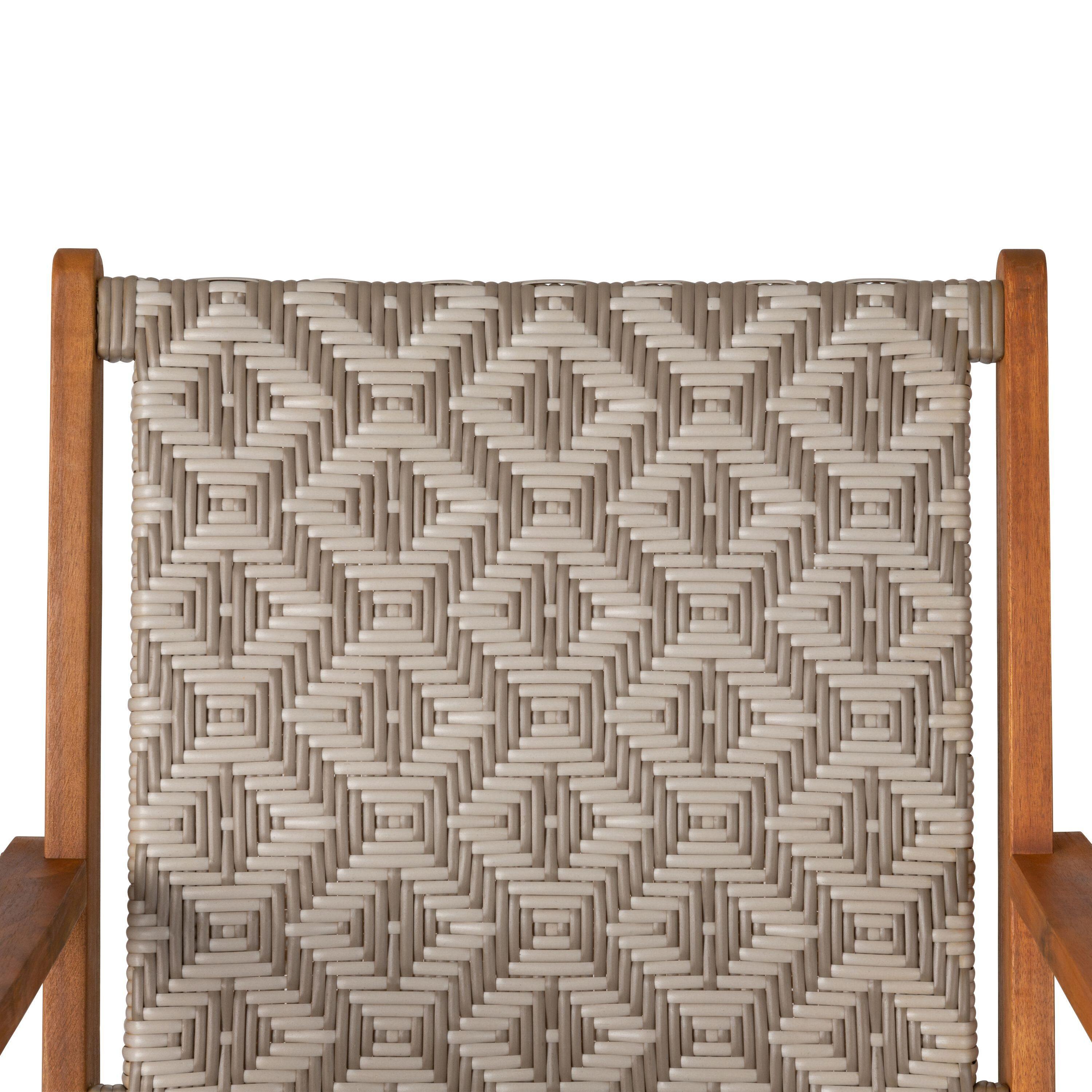 Balkene Home Patio Sense Vega Natural Stain Chair ,Acacia Wood Construction ,Woven Web Seat- Navy Blue Cording