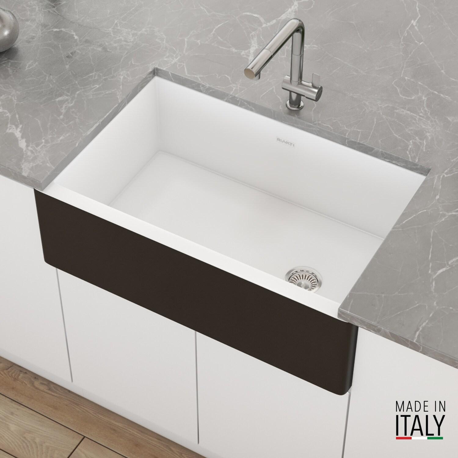 Ruvati Ruvati 30-inch Fireclay Modern Farmhouse Kitchen Sink Single Bowl RVL4018RBW