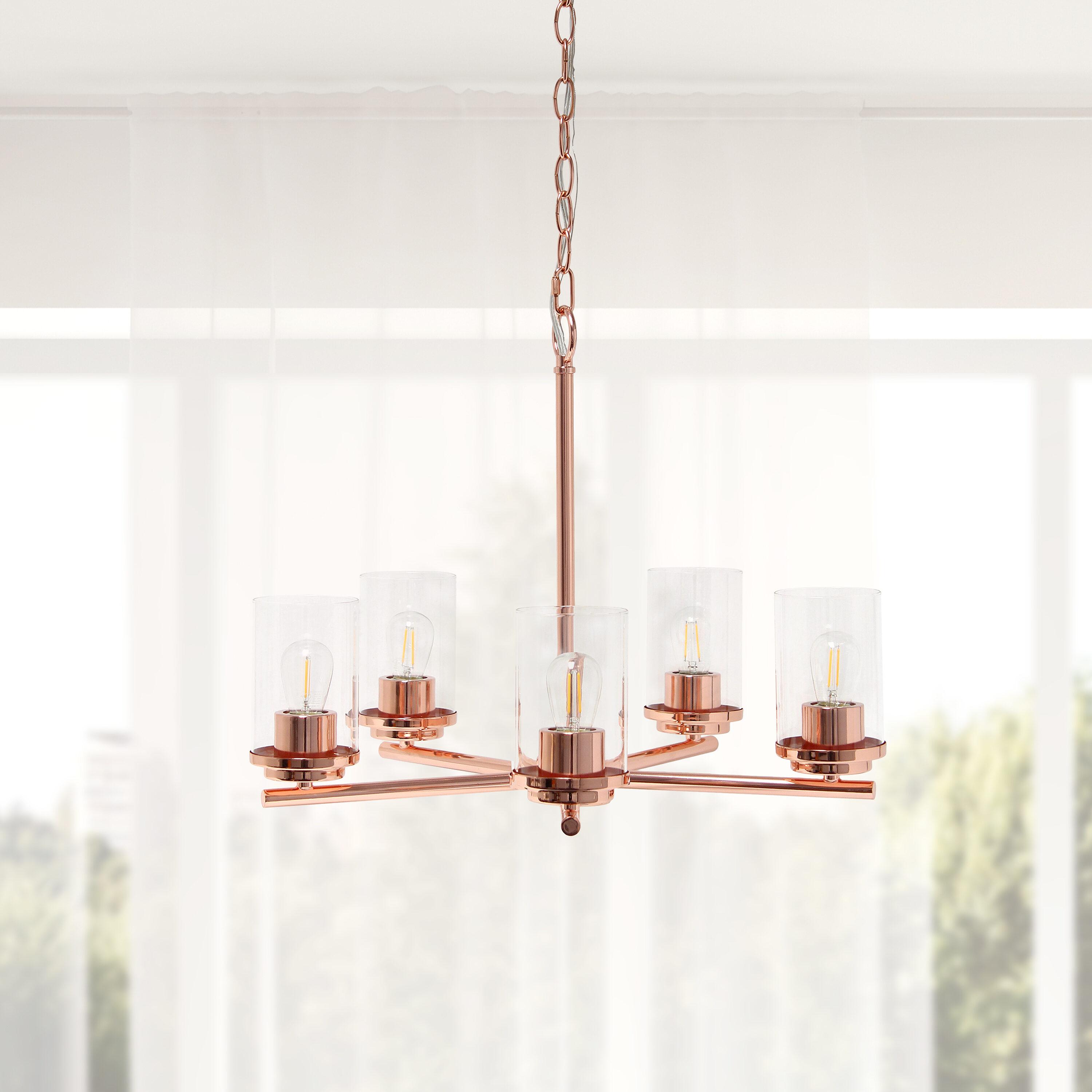 5-Light 20.5" Classic Contemporary Clear Glass/Metal Hanging Pendant  - Lalia Home