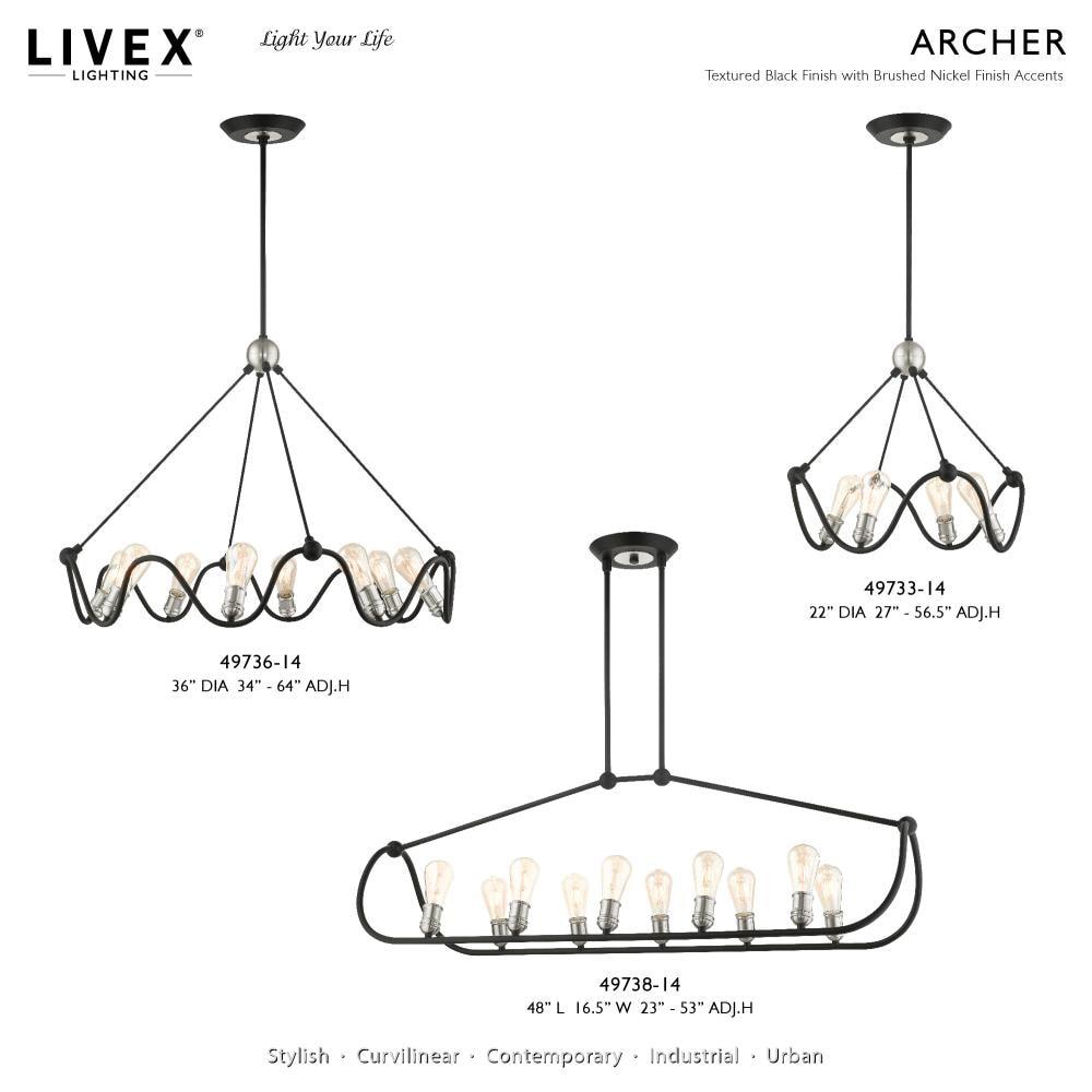 Livex Lighting Archer 4 - Light Chandelier in Textured Black/Brushed Nickel