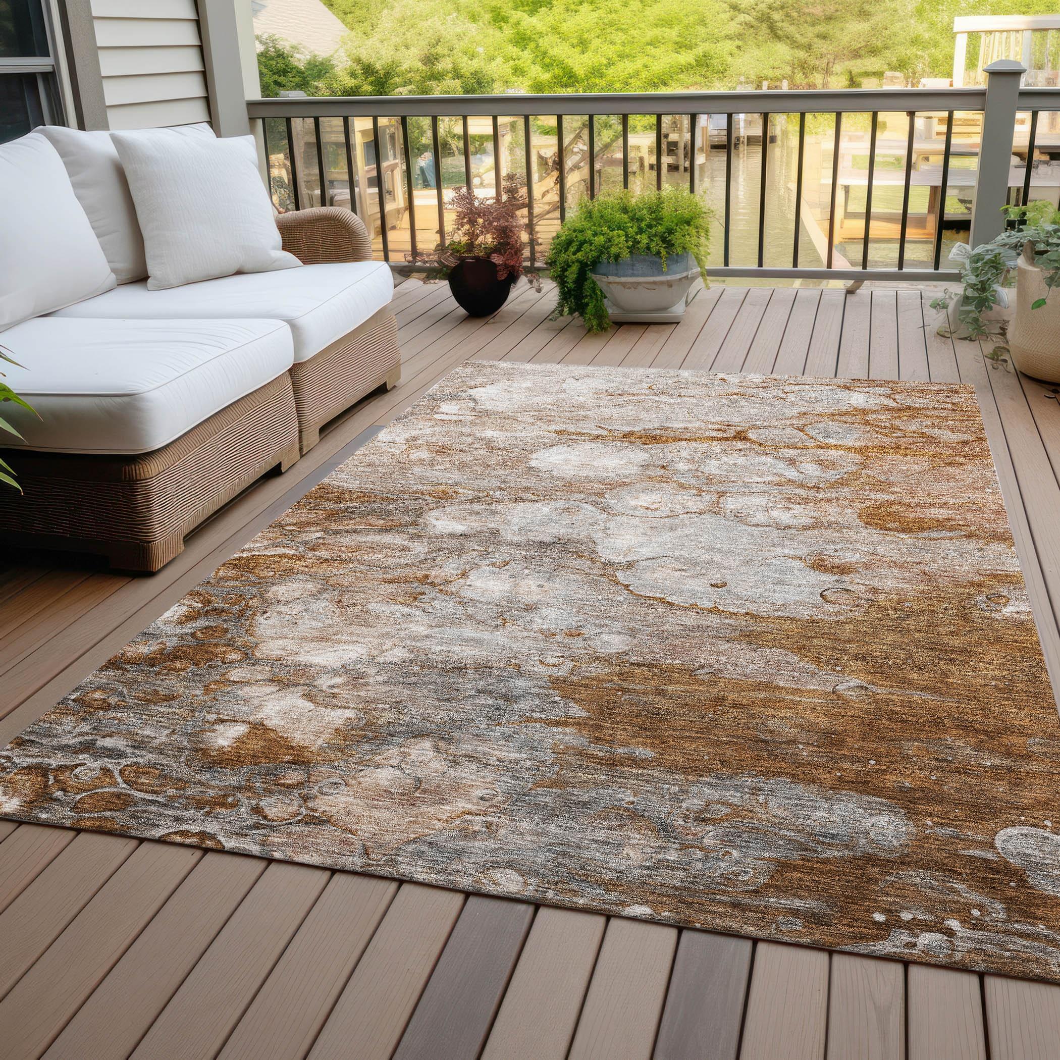 Terracotta Abstract Flat Woven Synthetic 3' x 5' Rug