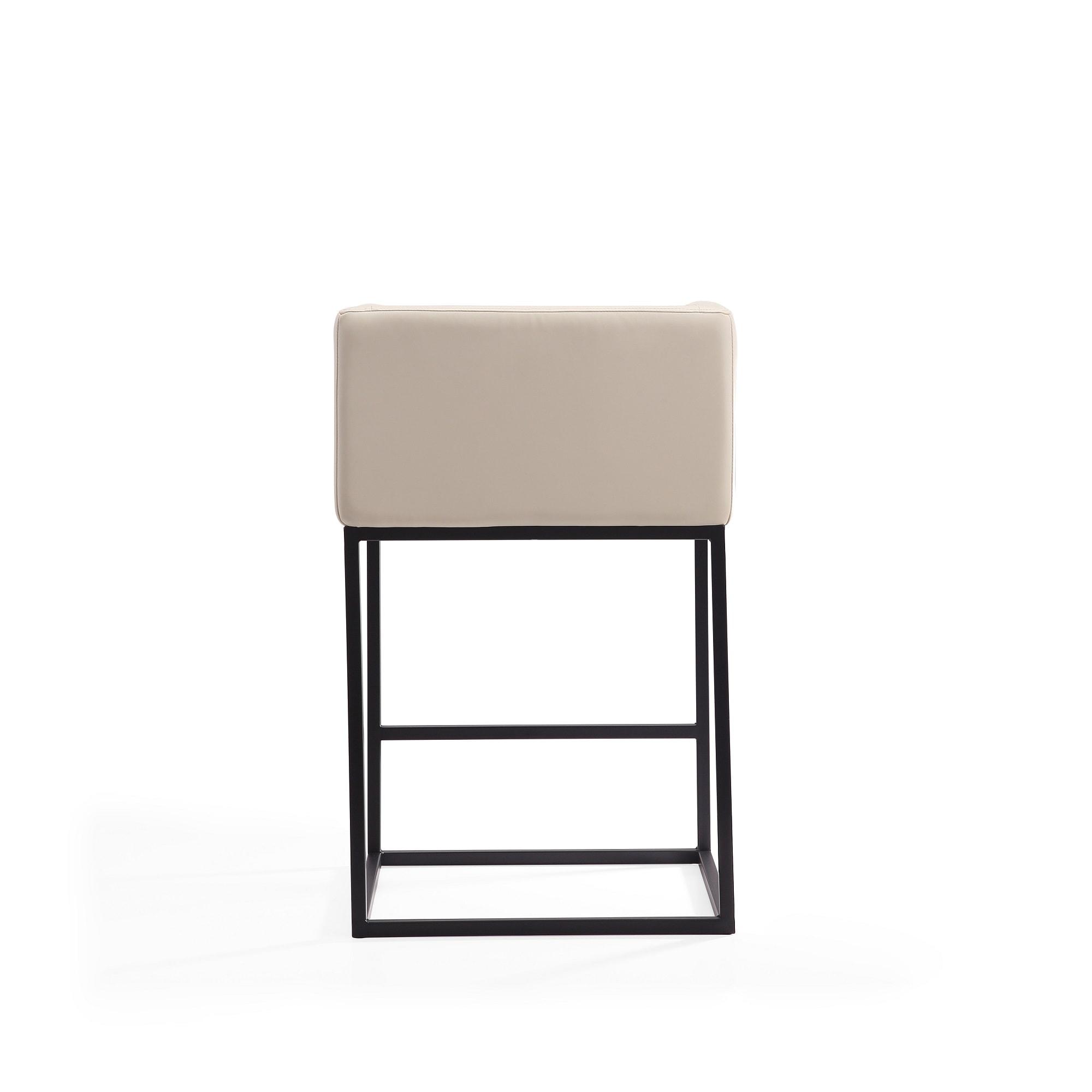 Embassy Metal Counter Height Barstool Cream: Manhattan Comfort, Faux Leather, Foam Padding, No Assembly Required