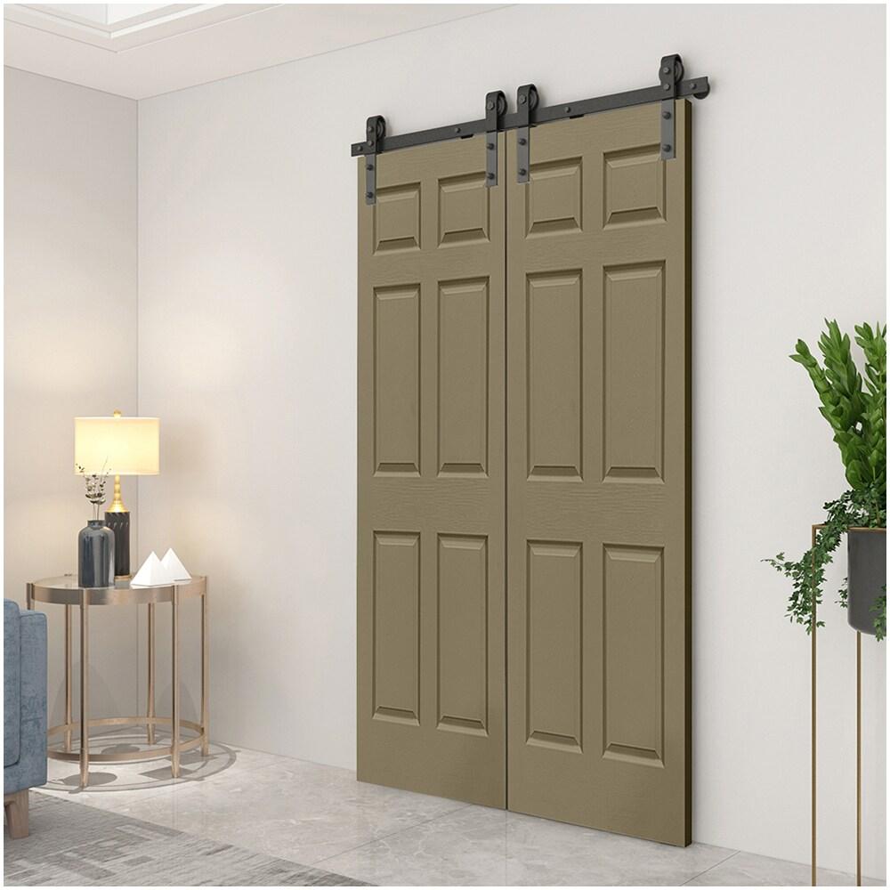 Calhome Paneled MDF Composite Double Bifold Barn Doors with Installation Hardware Kit